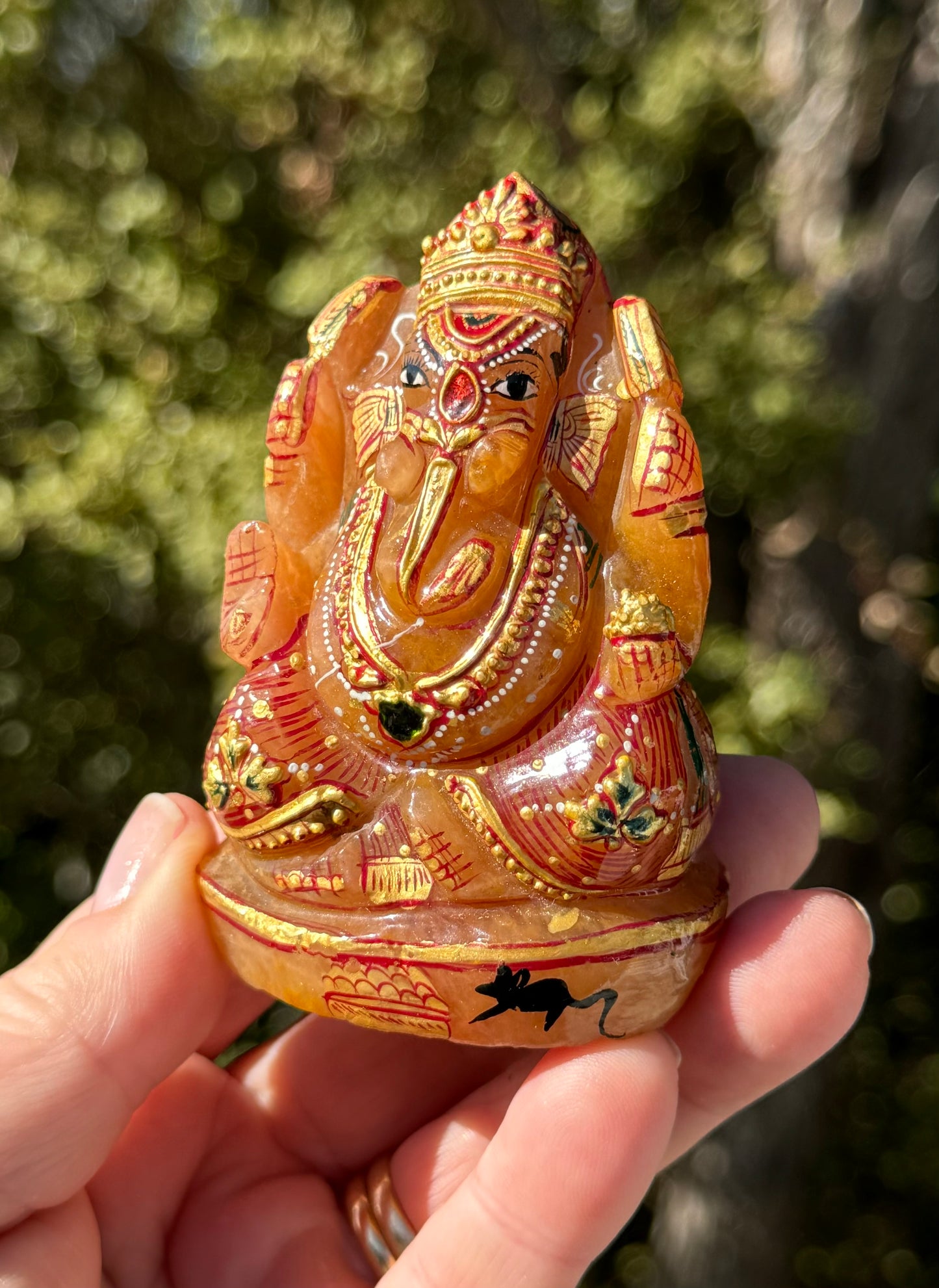 Ganesha, hand painted Orange Aventurine