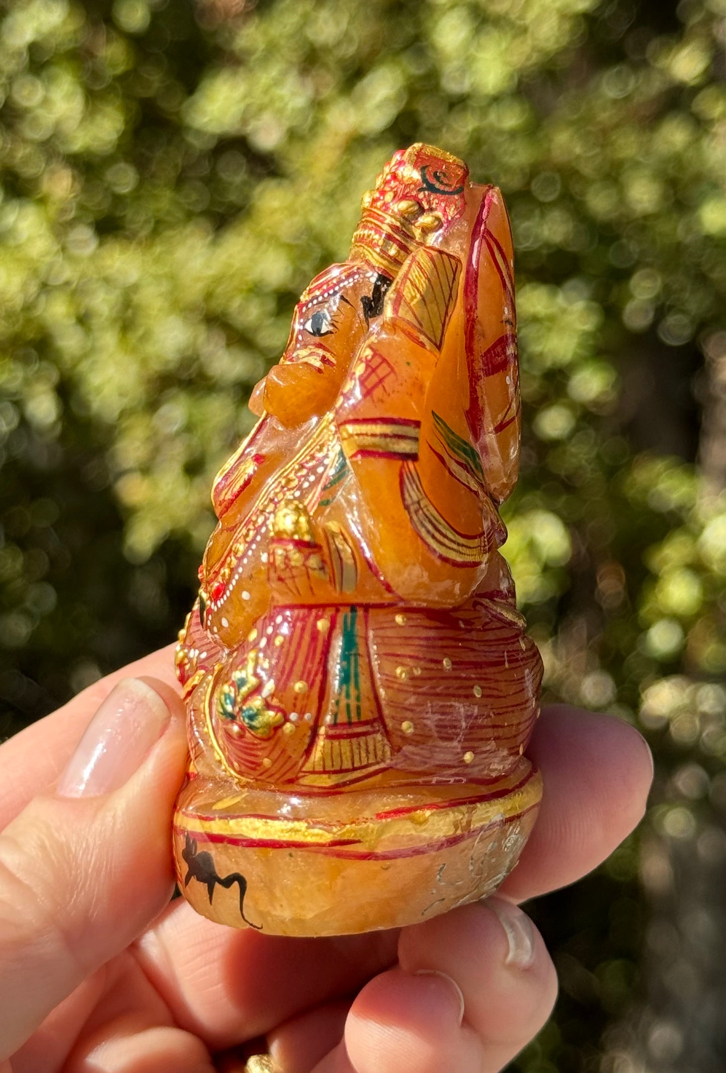 Ganesha, hand painted Orange Aventurine
