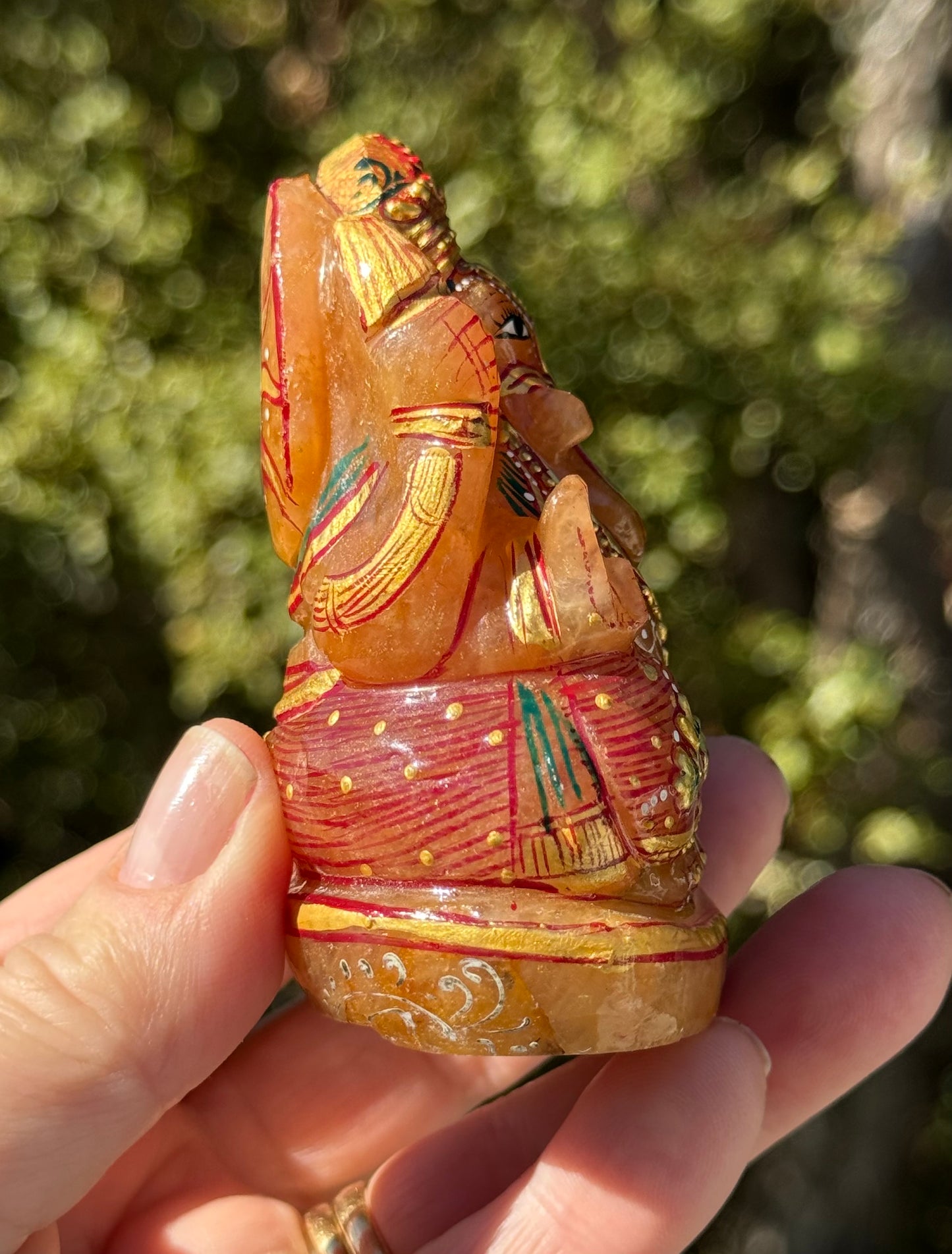 Ganesha, hand painted Orange Aventurine
