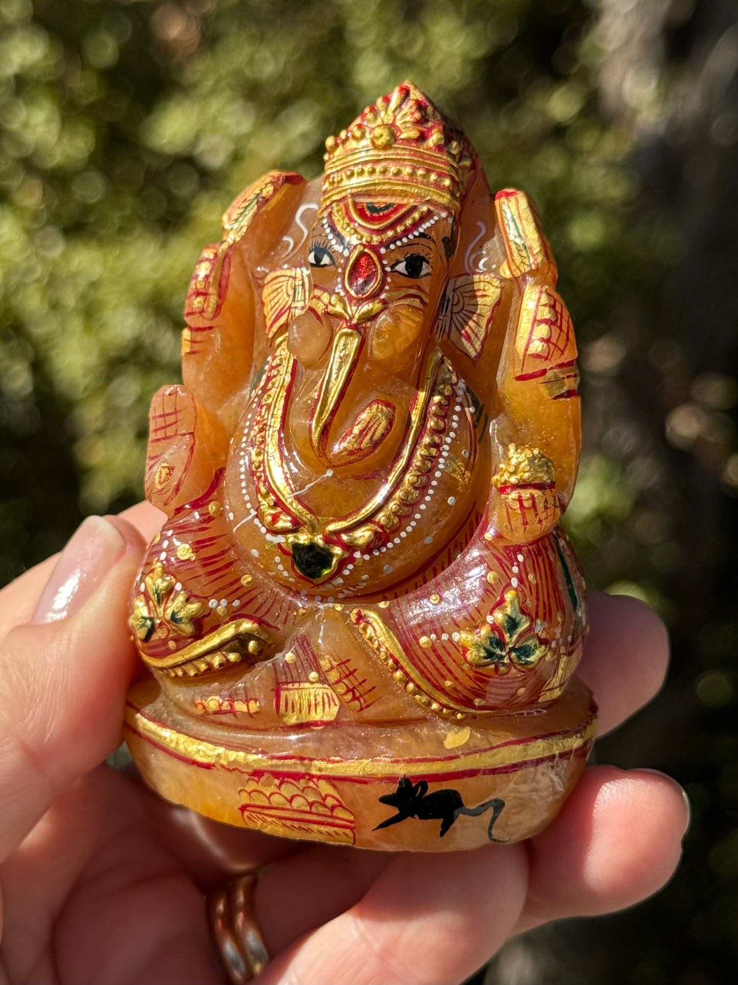 Ganesha, hand painted Orange Aventurine