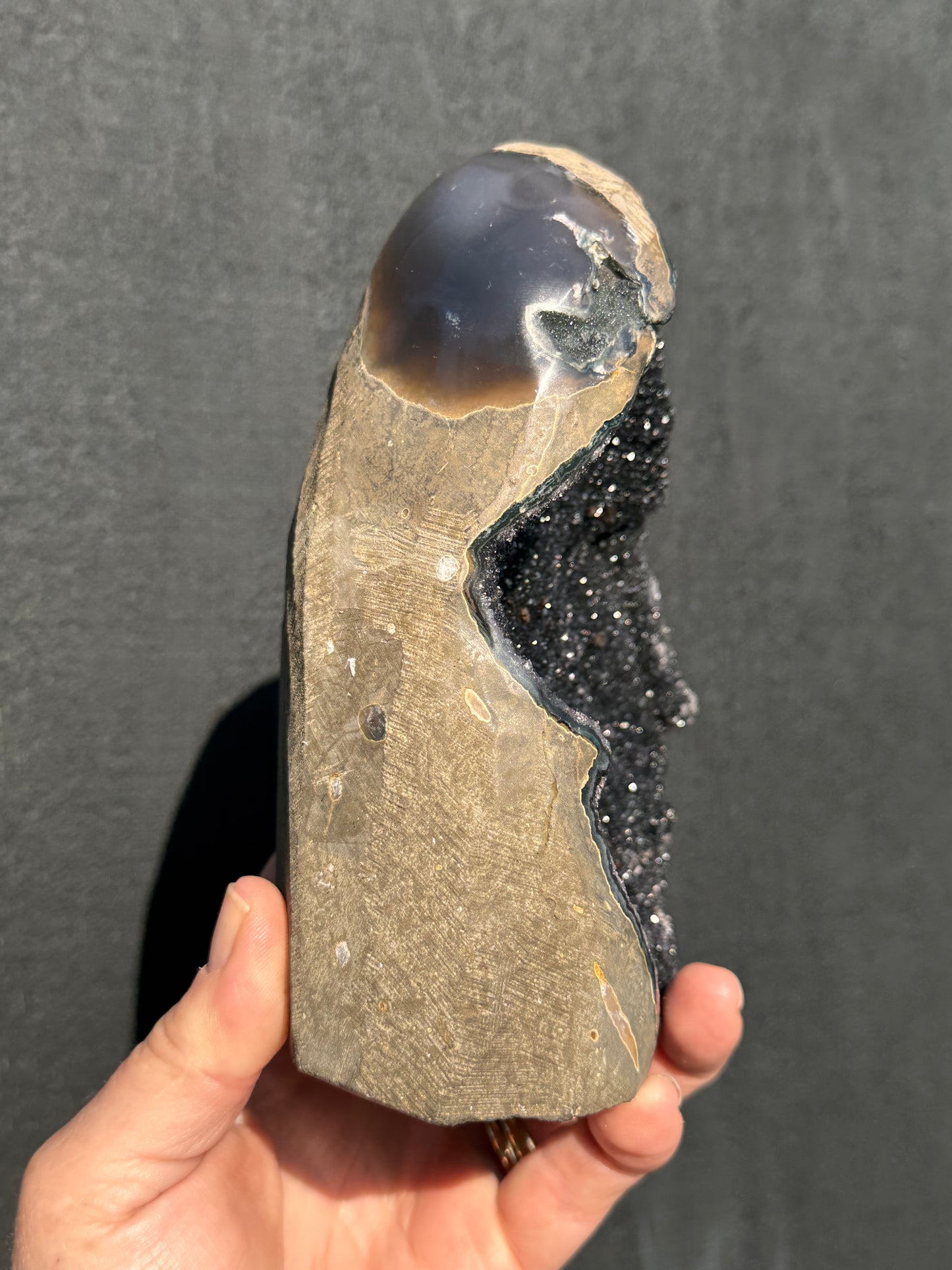 Black Amethyst cut base Cave 10