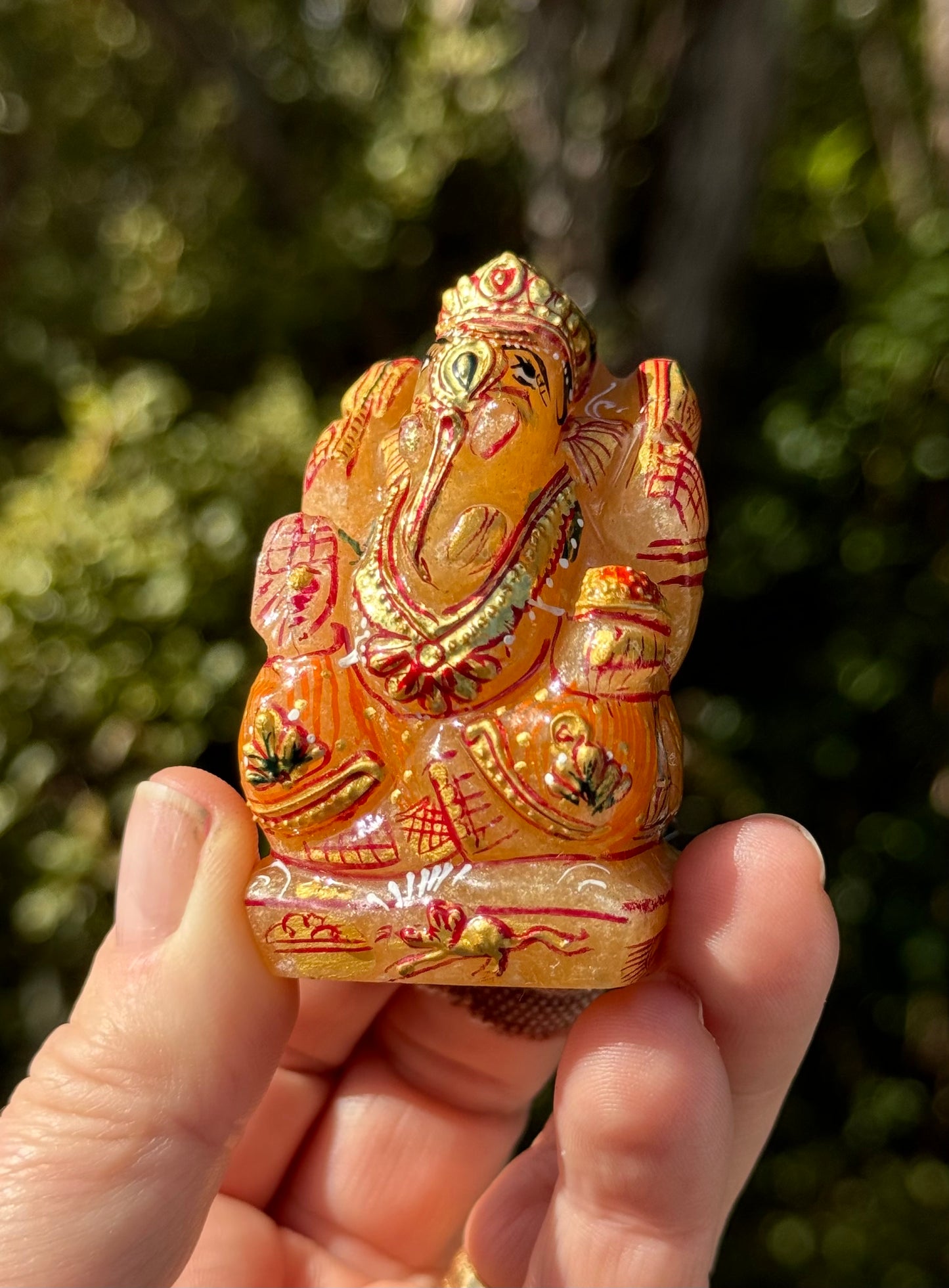 Ganesha, hand painted Orange Aventurine