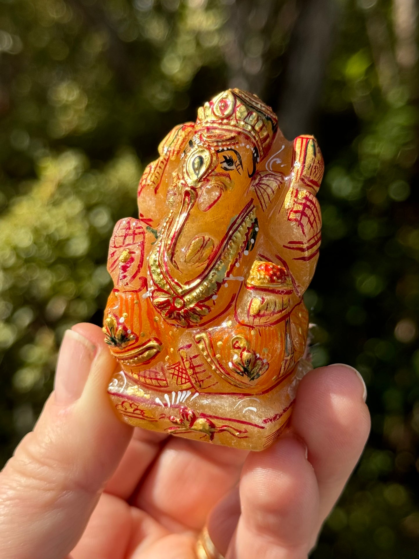 Ganesha, hand painted Orange Aventurine