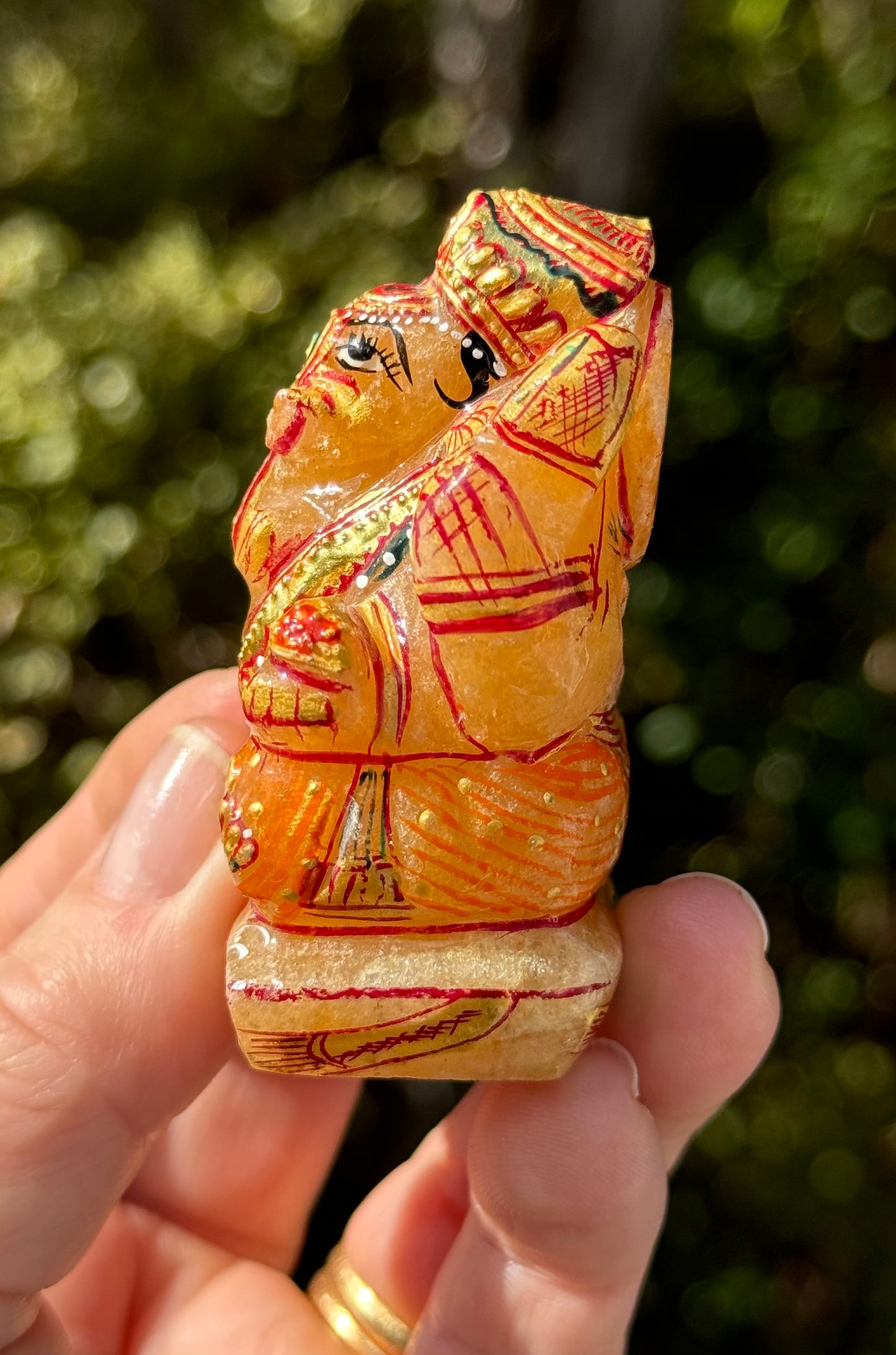 Ganesha, hand painted Orange Aventurine