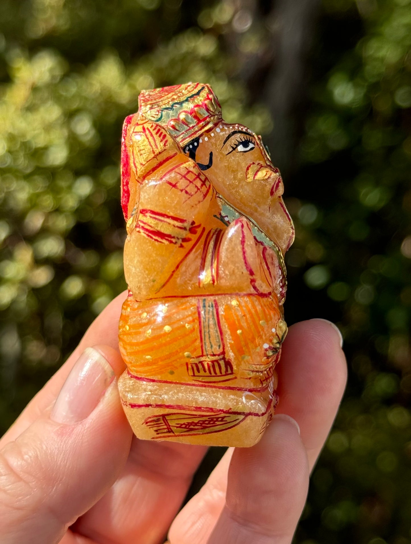 Ganesha, hand painted Orange Aventurine