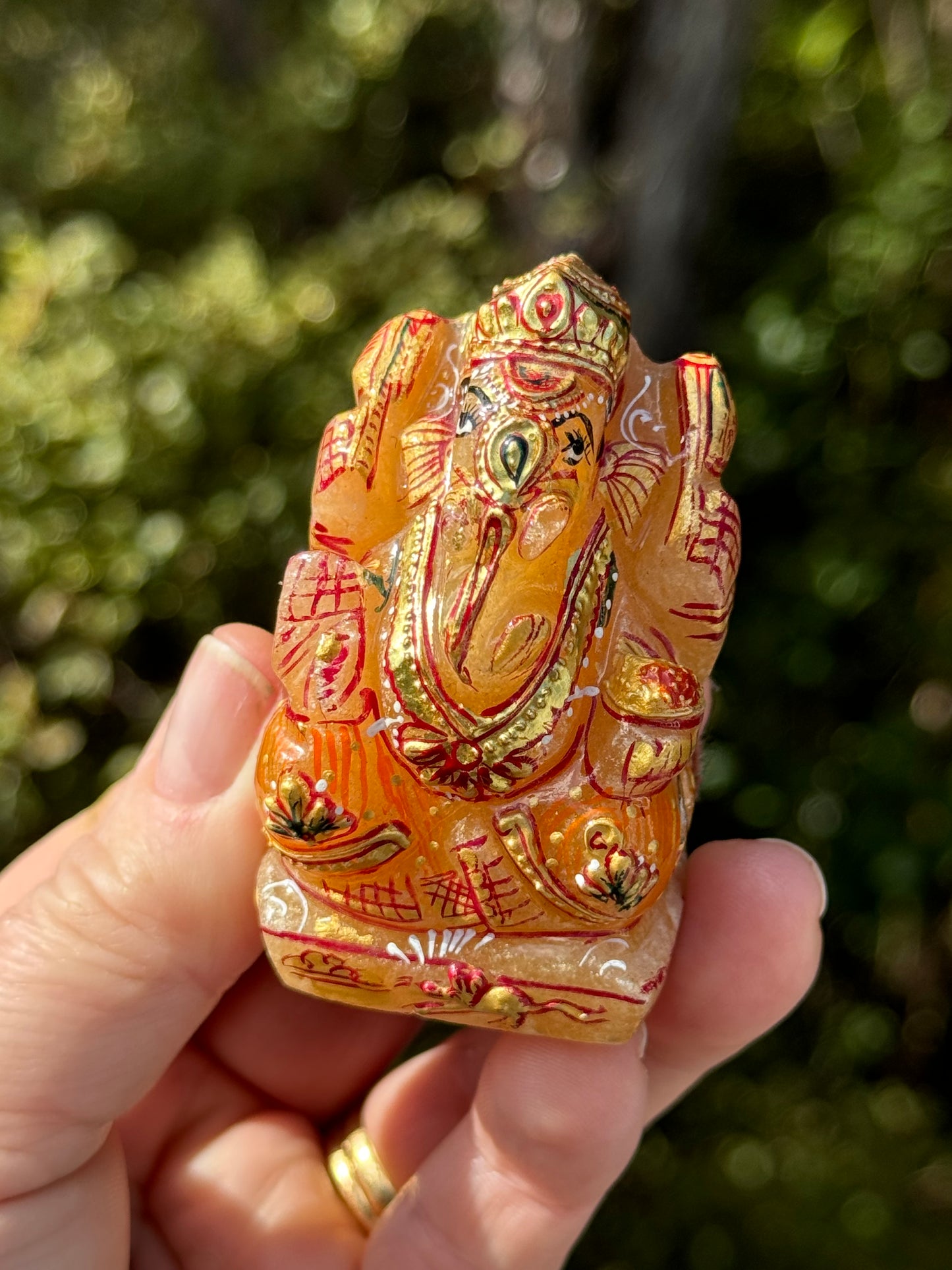 Ganesha, hand painted Orange Aventurine
