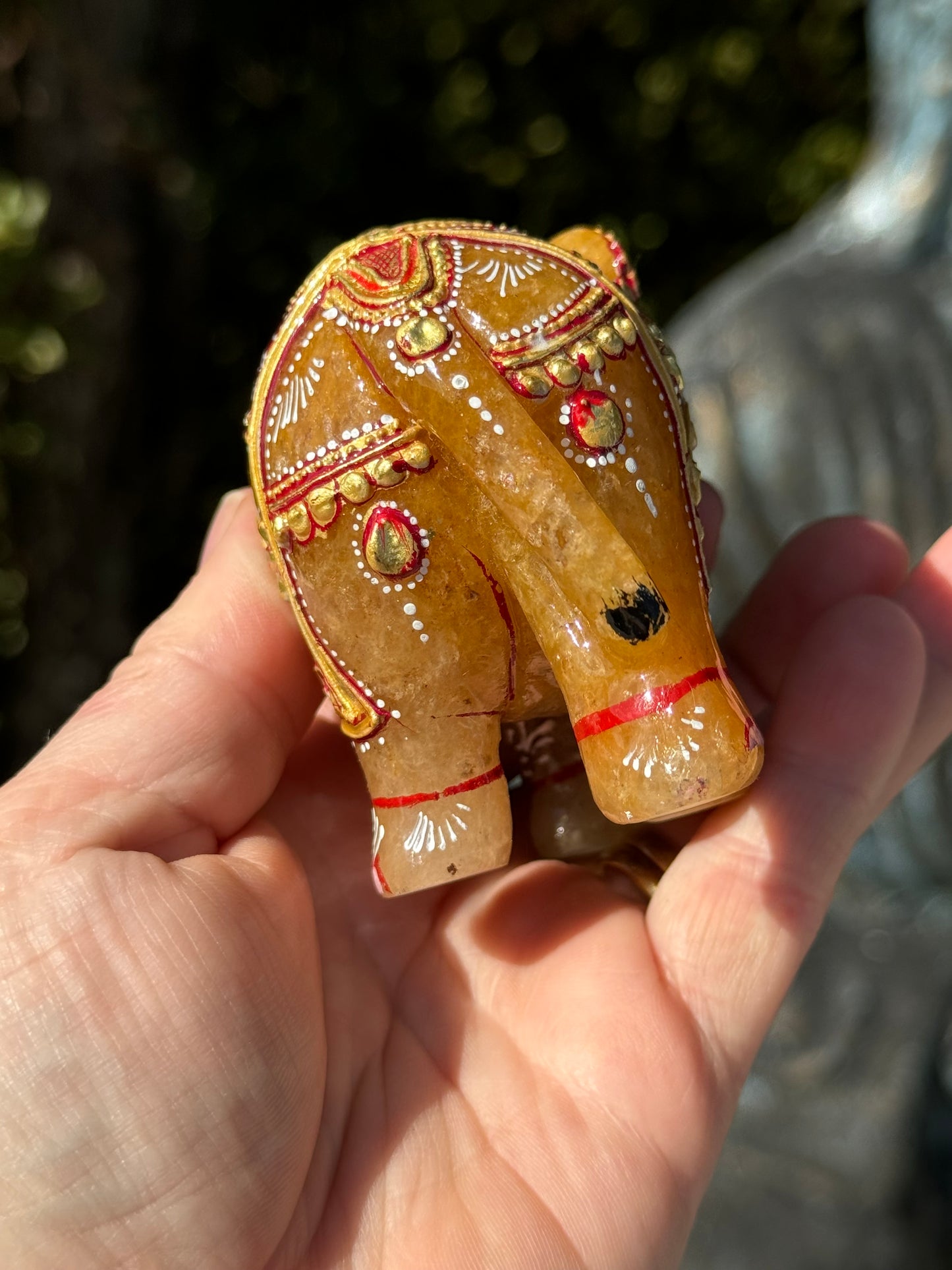 Orange Aventurine Elephant, Hand Painted