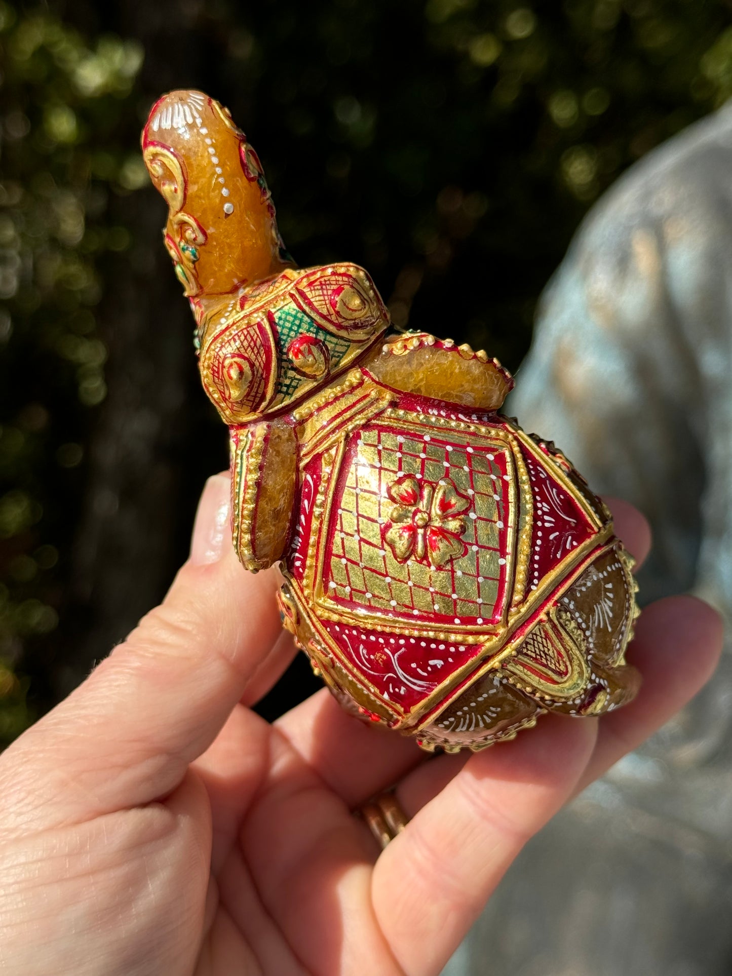 Orange Aventurine Elephant, Hand Painted