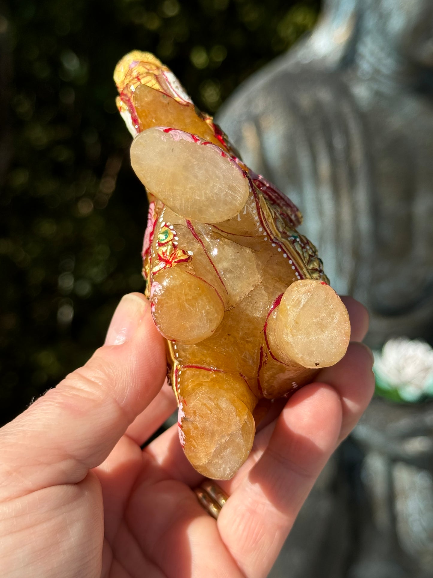 Orange Aventurine Elephant, Hand Painted