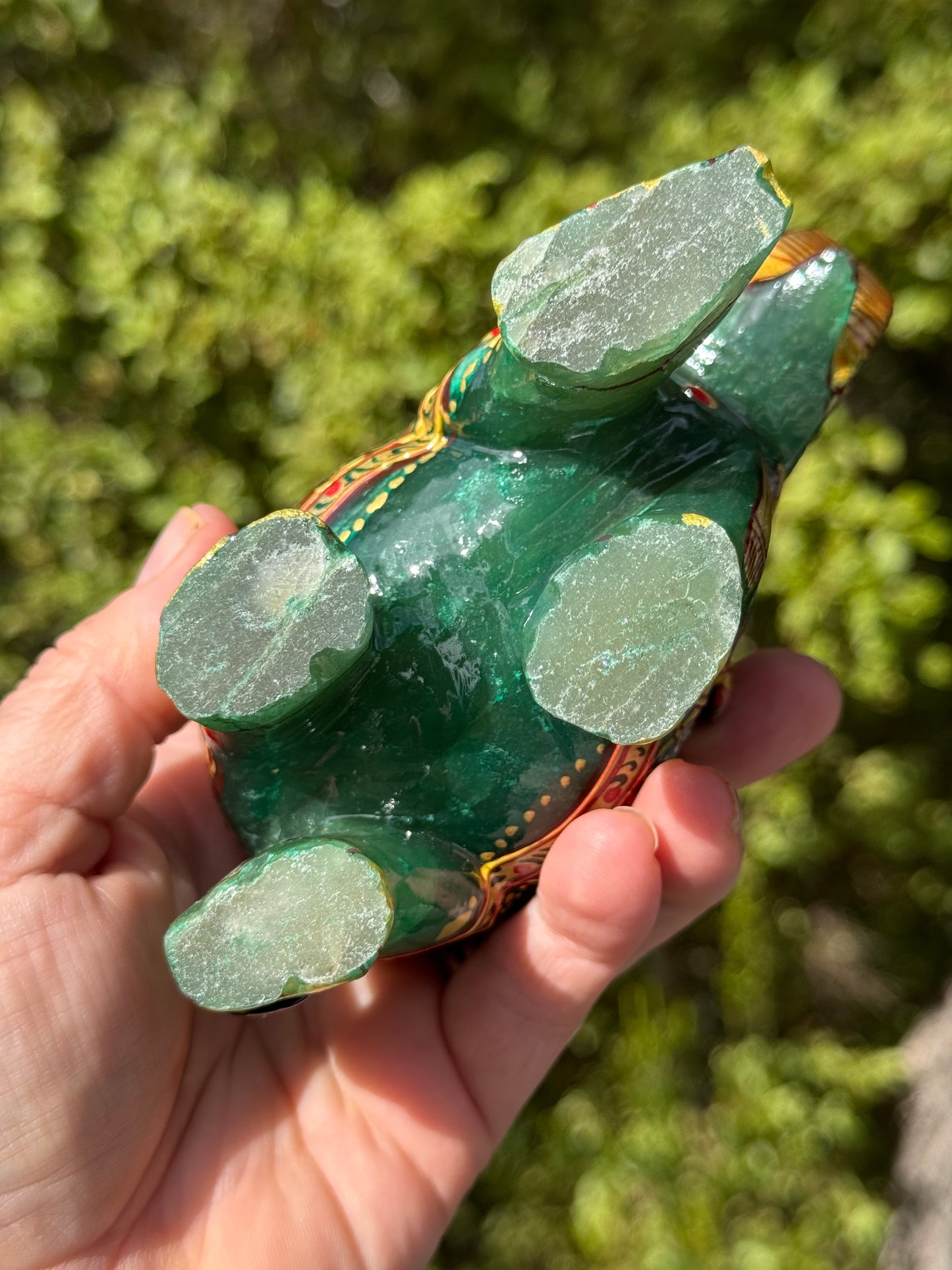 Green Aventurine Elephant, Hand Painted
