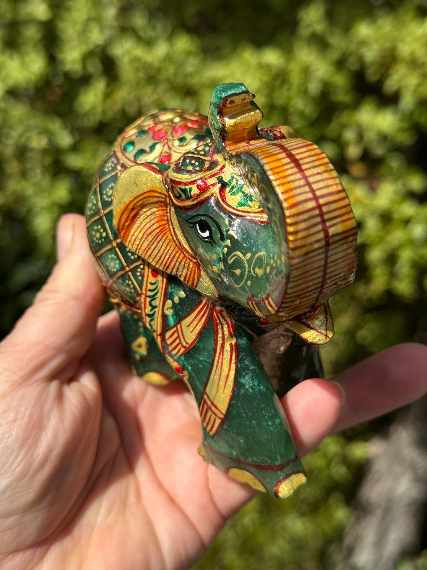 Green Aventurine Elephant, Hand Painted