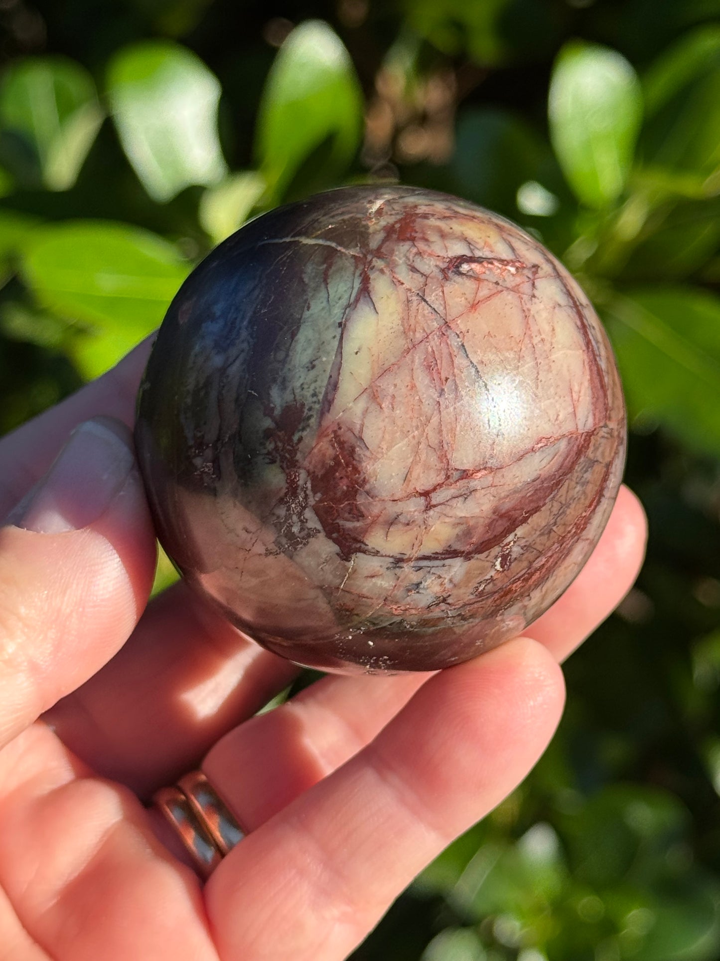 Cherry Creek Jasper Sphere, Happy Face