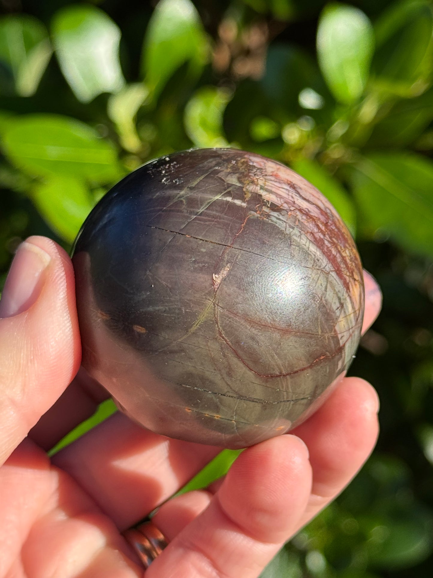 Cherry Creek Jasper Sphere, Happy Face