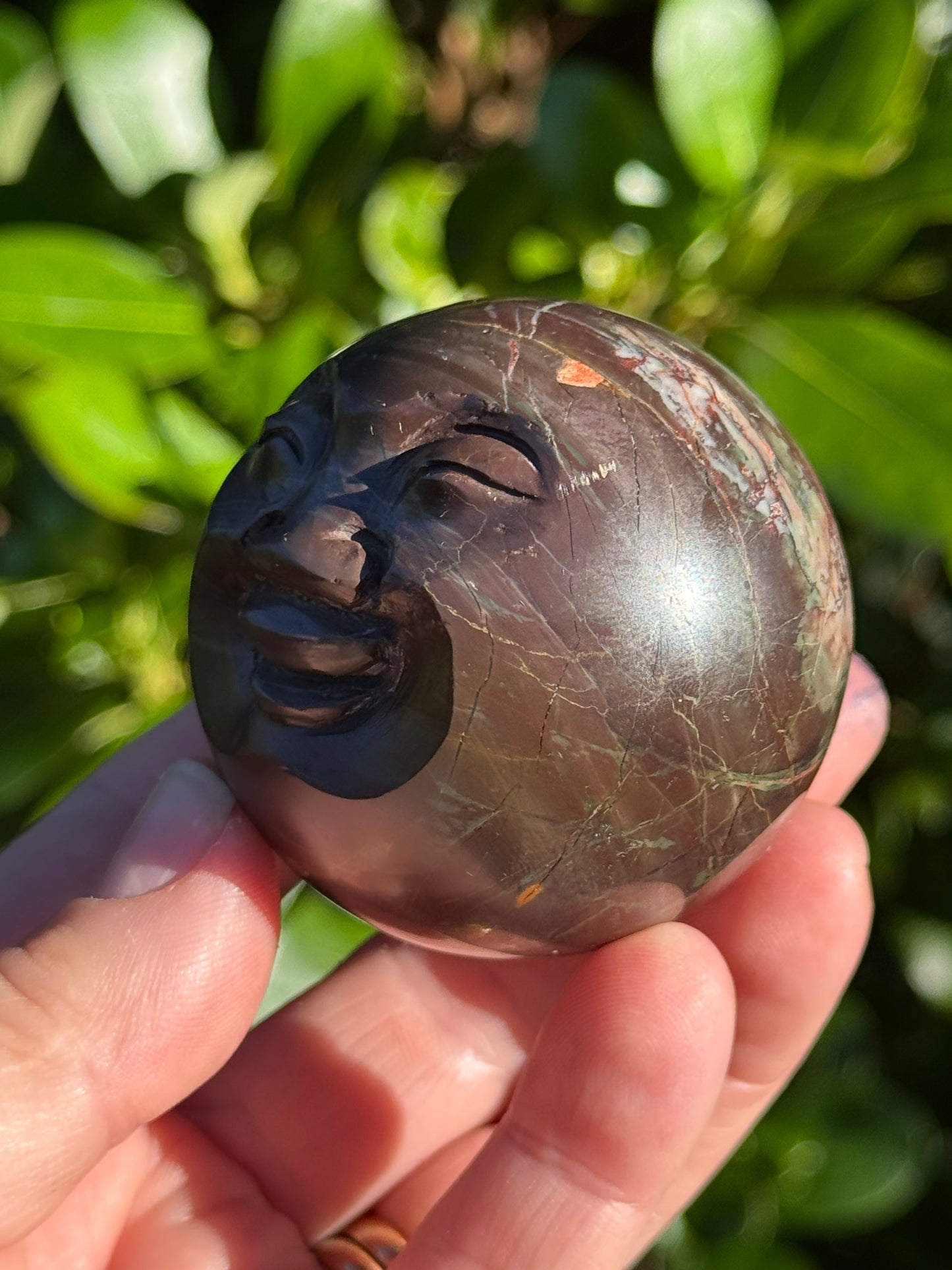 Cherry Creek Jasper Sphere, Happy Face