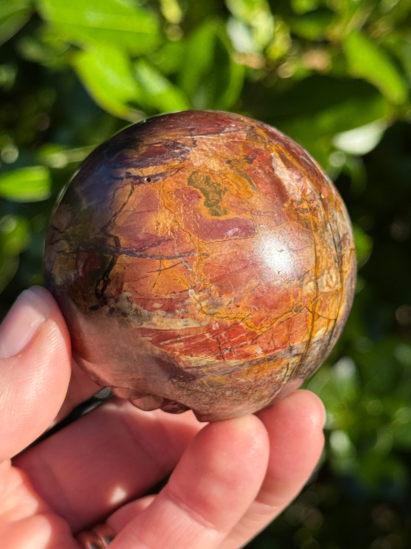 Cherry Creek Jasper Sphere, Happy Face