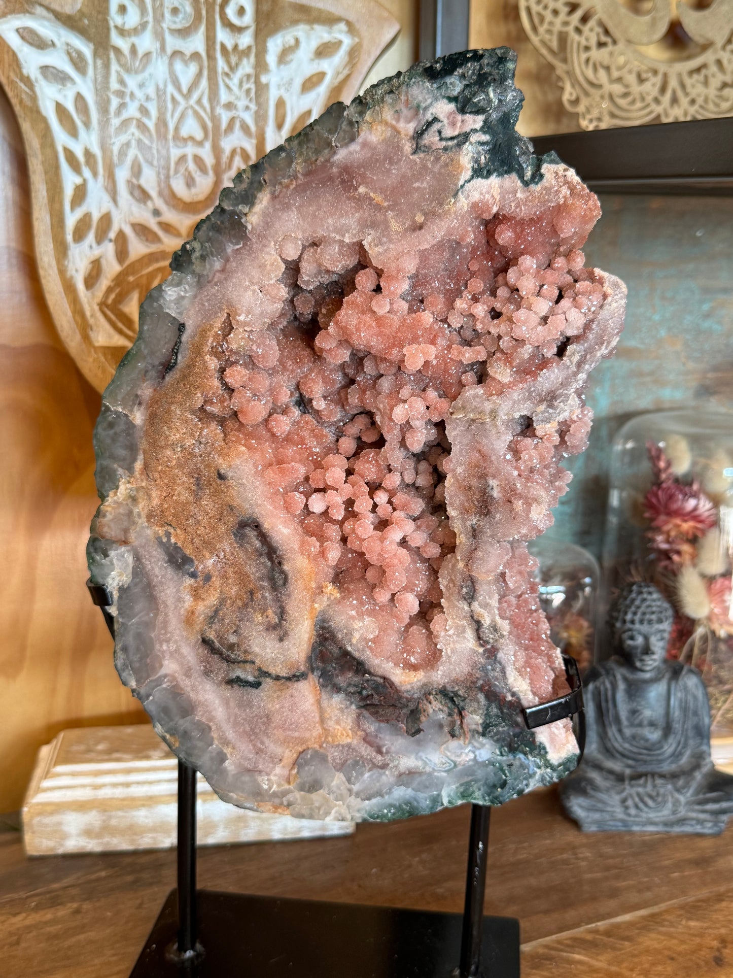 Pink Amethyst, Rare Druze Botryoidal Slice