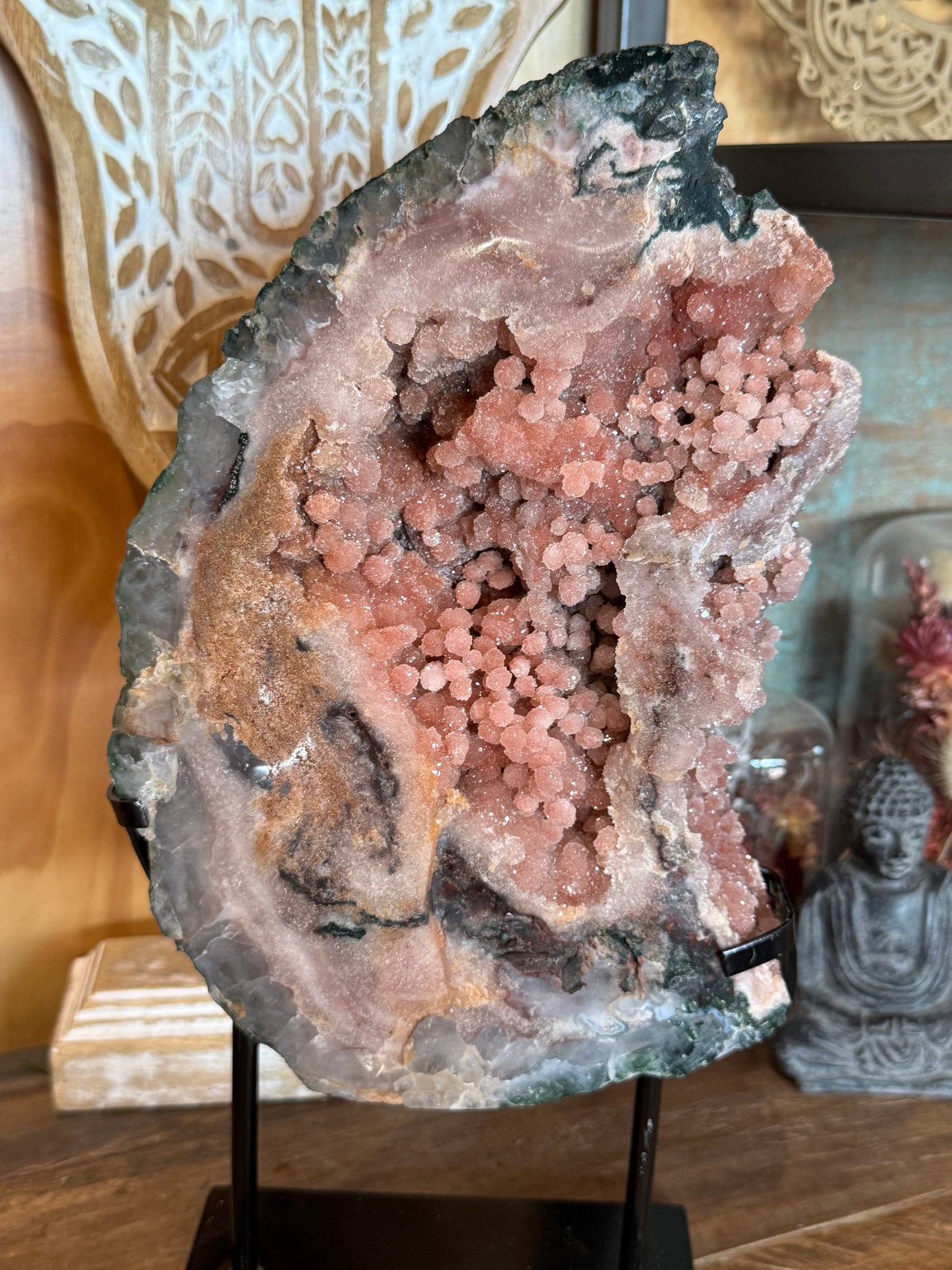 Pink Amethyst, Rare Druze Botryoidal Slice
