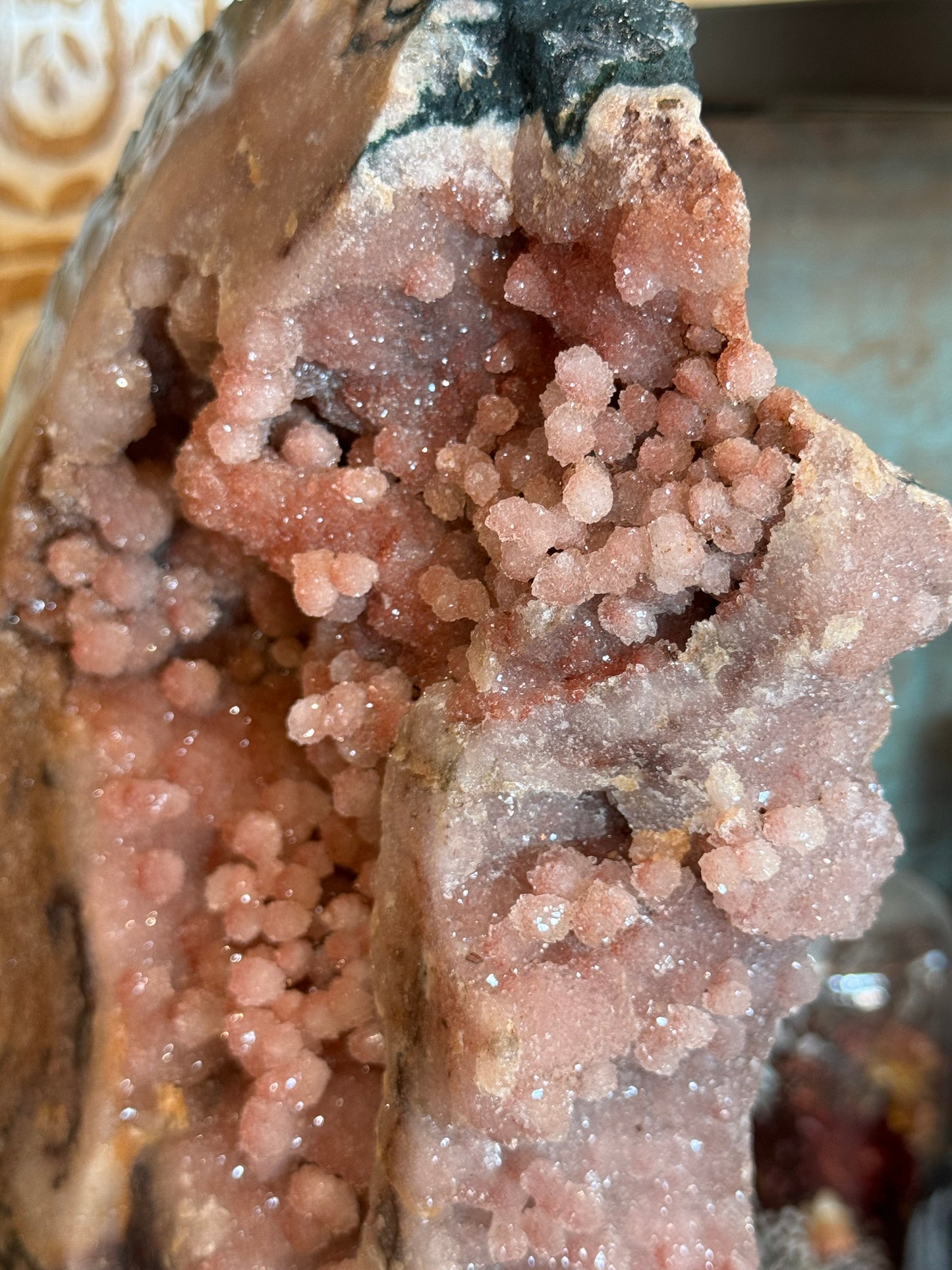 Pink Amethyst, Rare Druze Botryoidal Slice