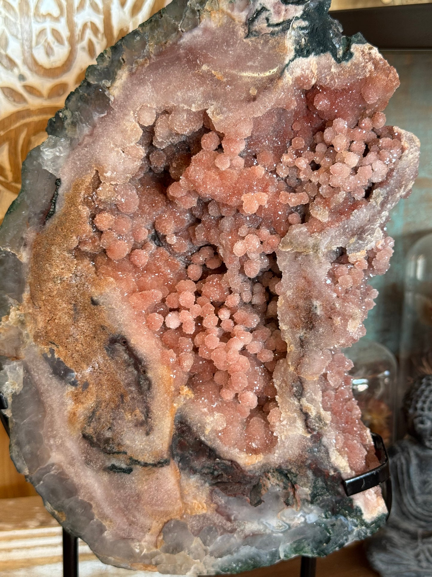 Pink Amethyst, Rare Druze Botryoidal Slice