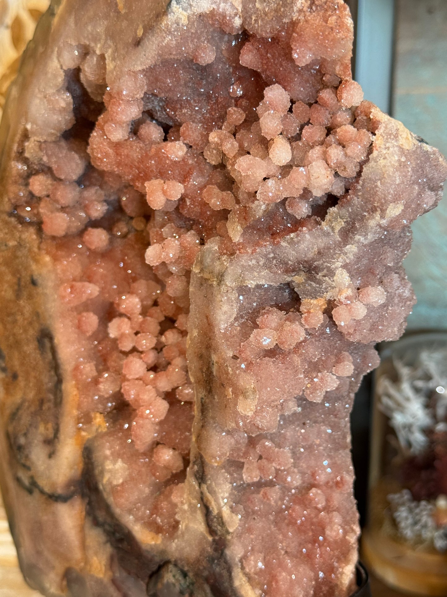 Pink Amethyst, Rare Druze Botryoidal Slice