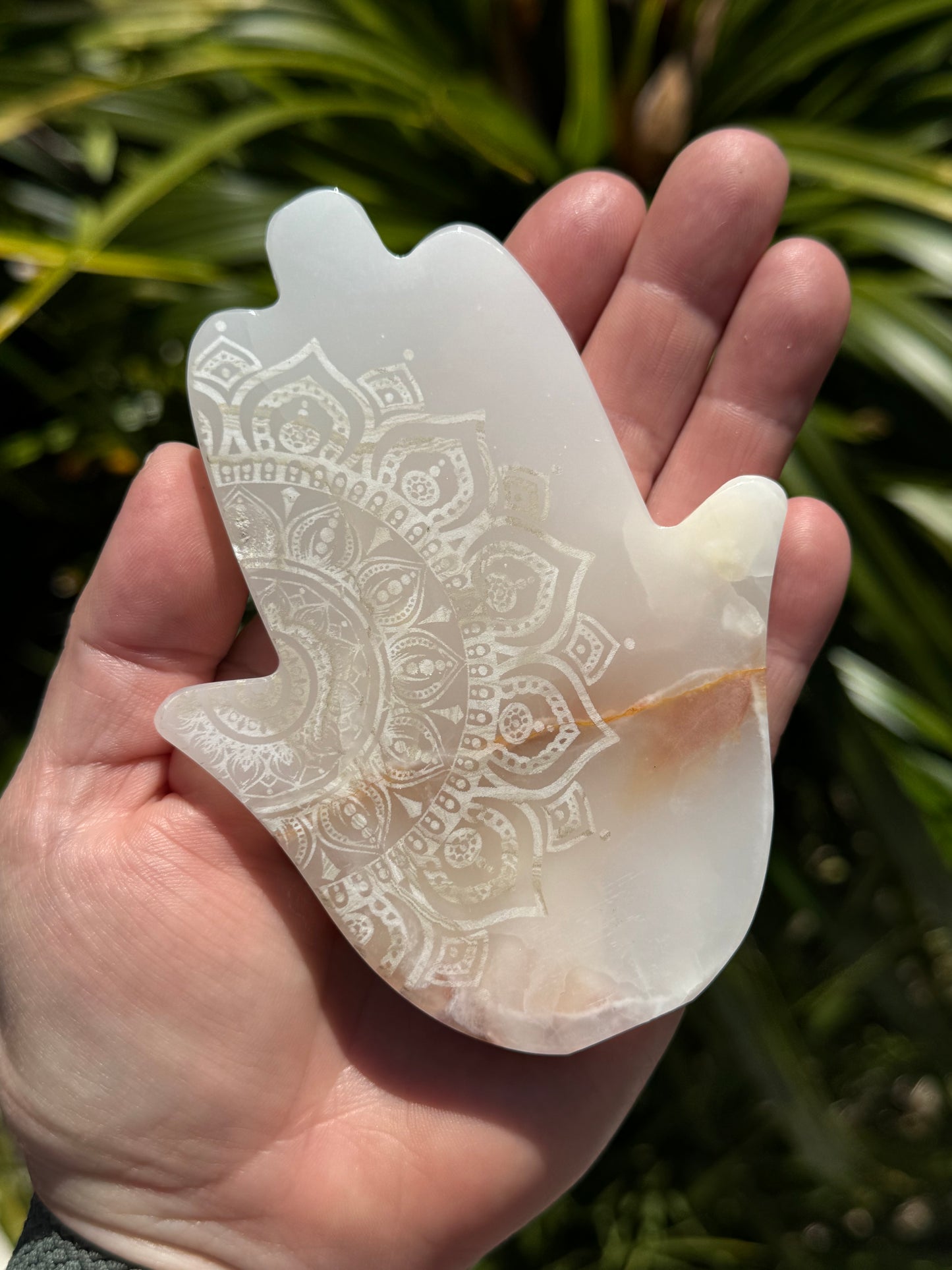 Onyx Hamsa, laser Engraved