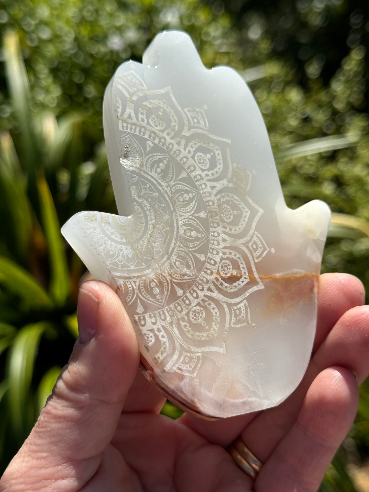 Onyx Hamsa, laser Engraved