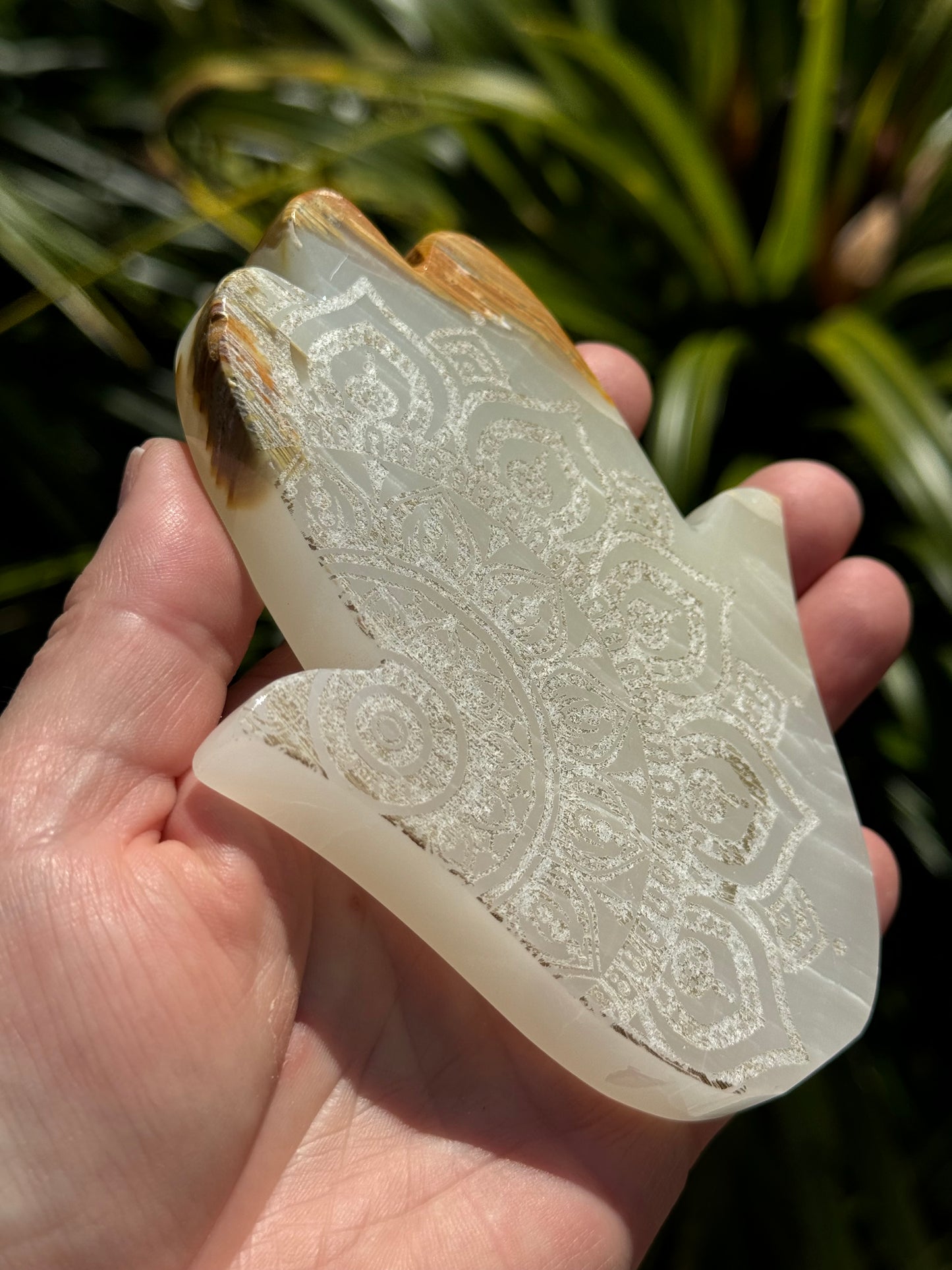 Onyx Hamsa, laser Engraved