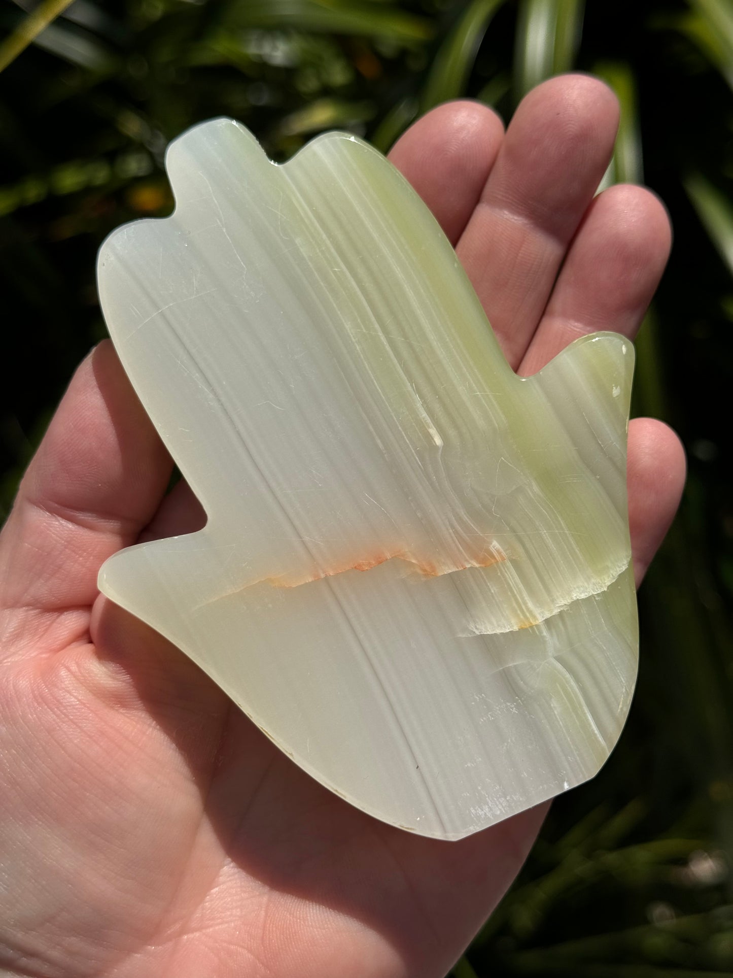 Calcite Hamsa Green, laser Engraved