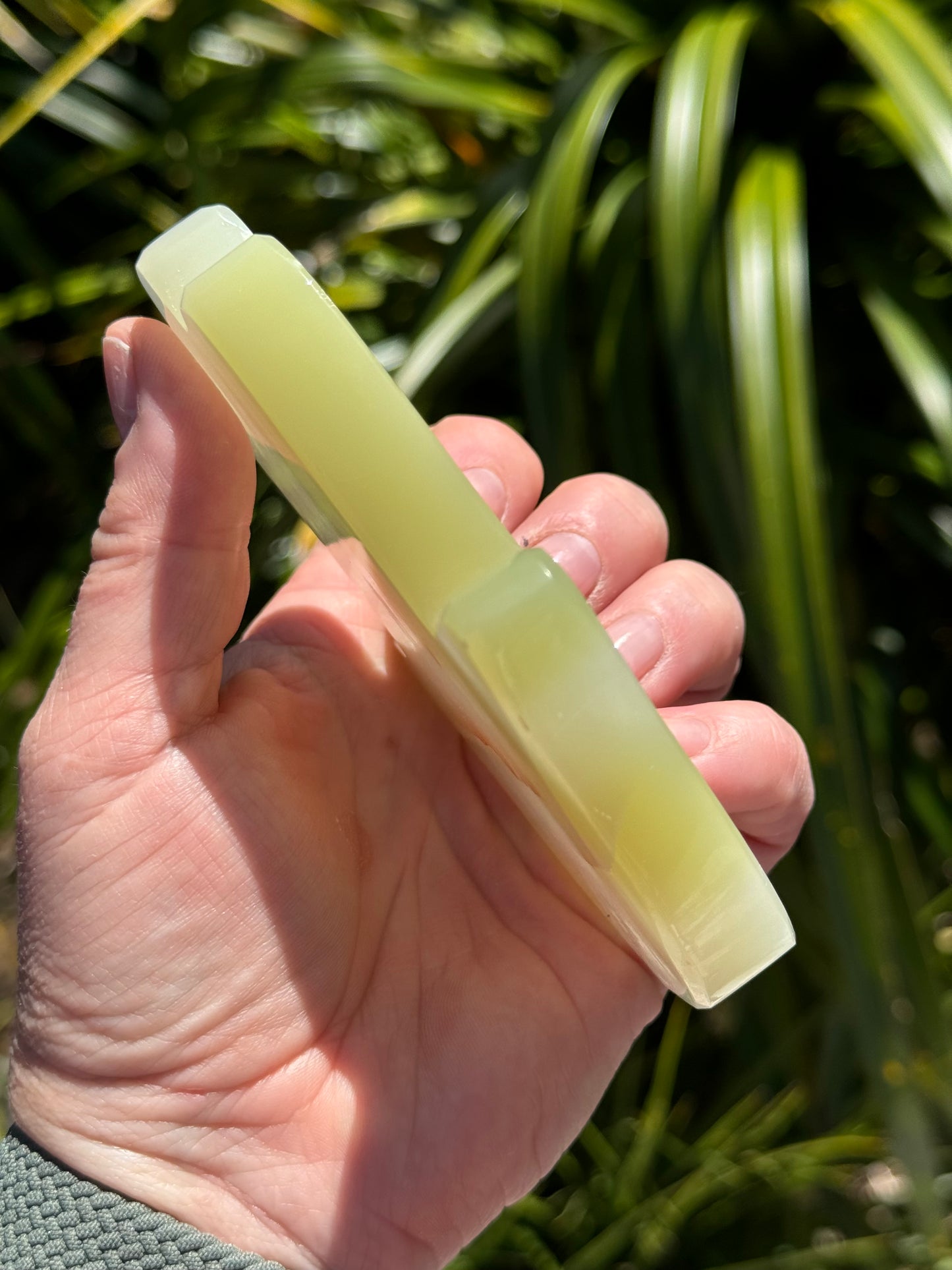 Calcite Hamsa Green, laser Engraved