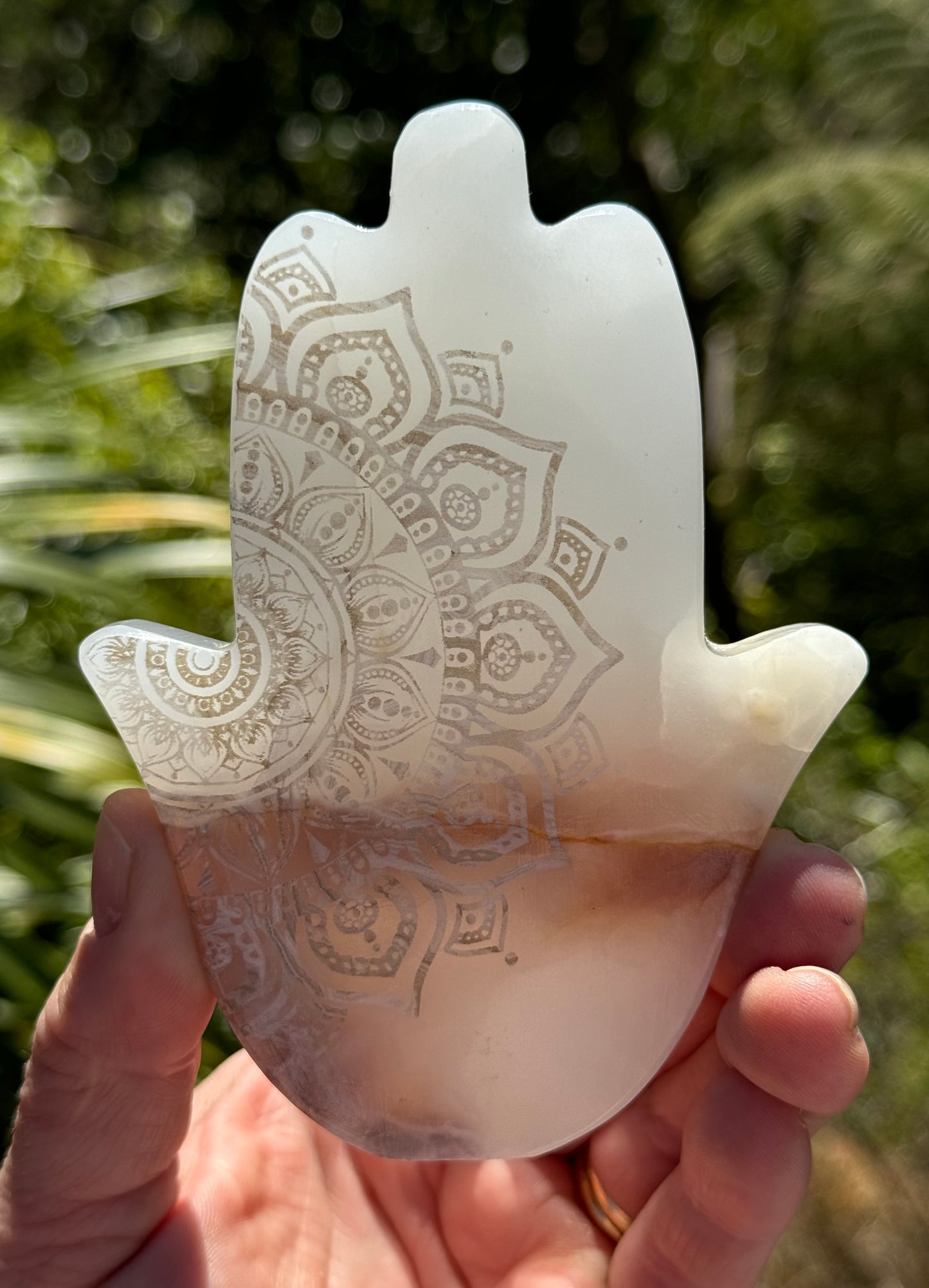 Onyx Hamsa, laser Engraved