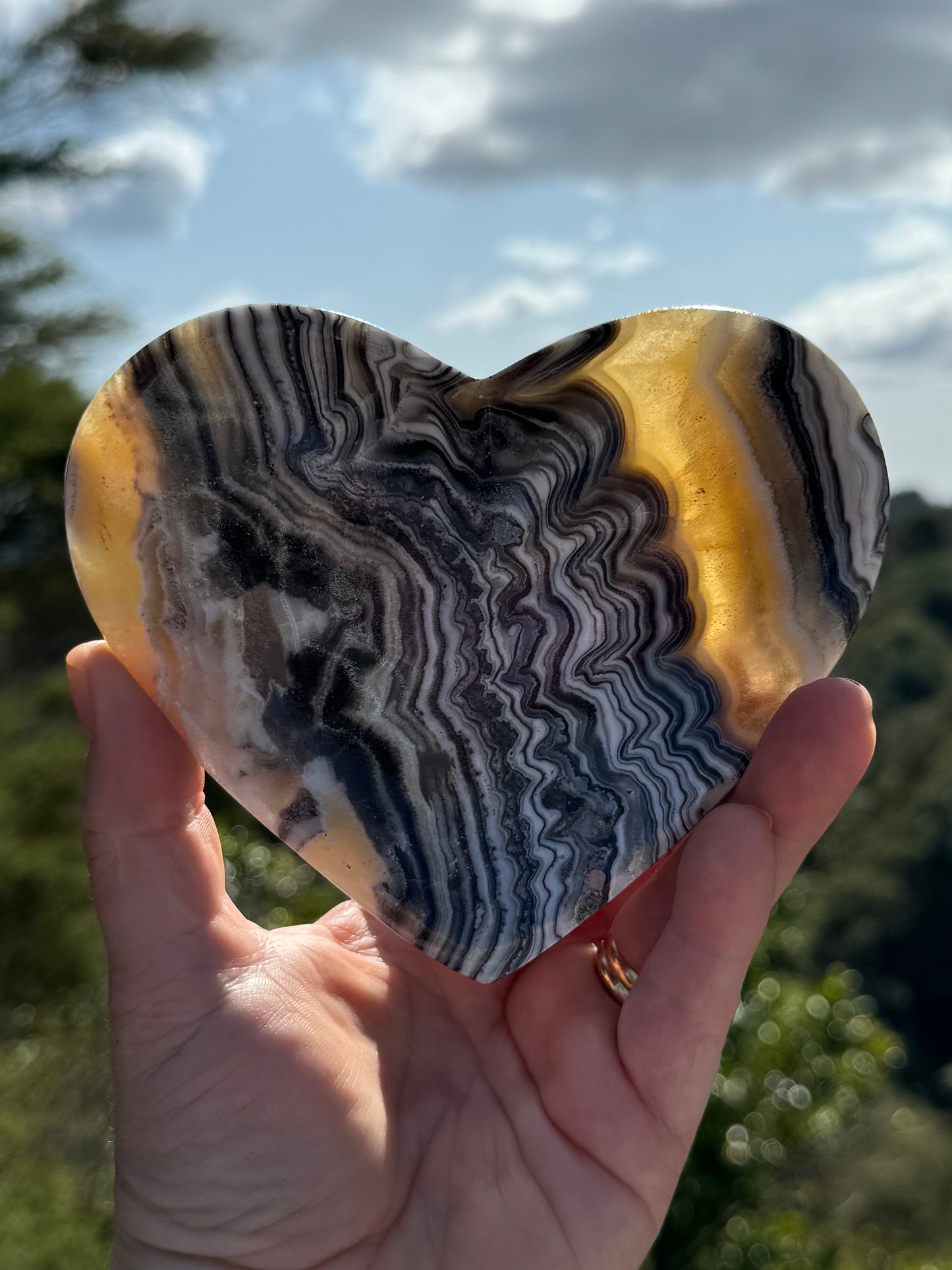 Zebra Calcite Heart Bowl E