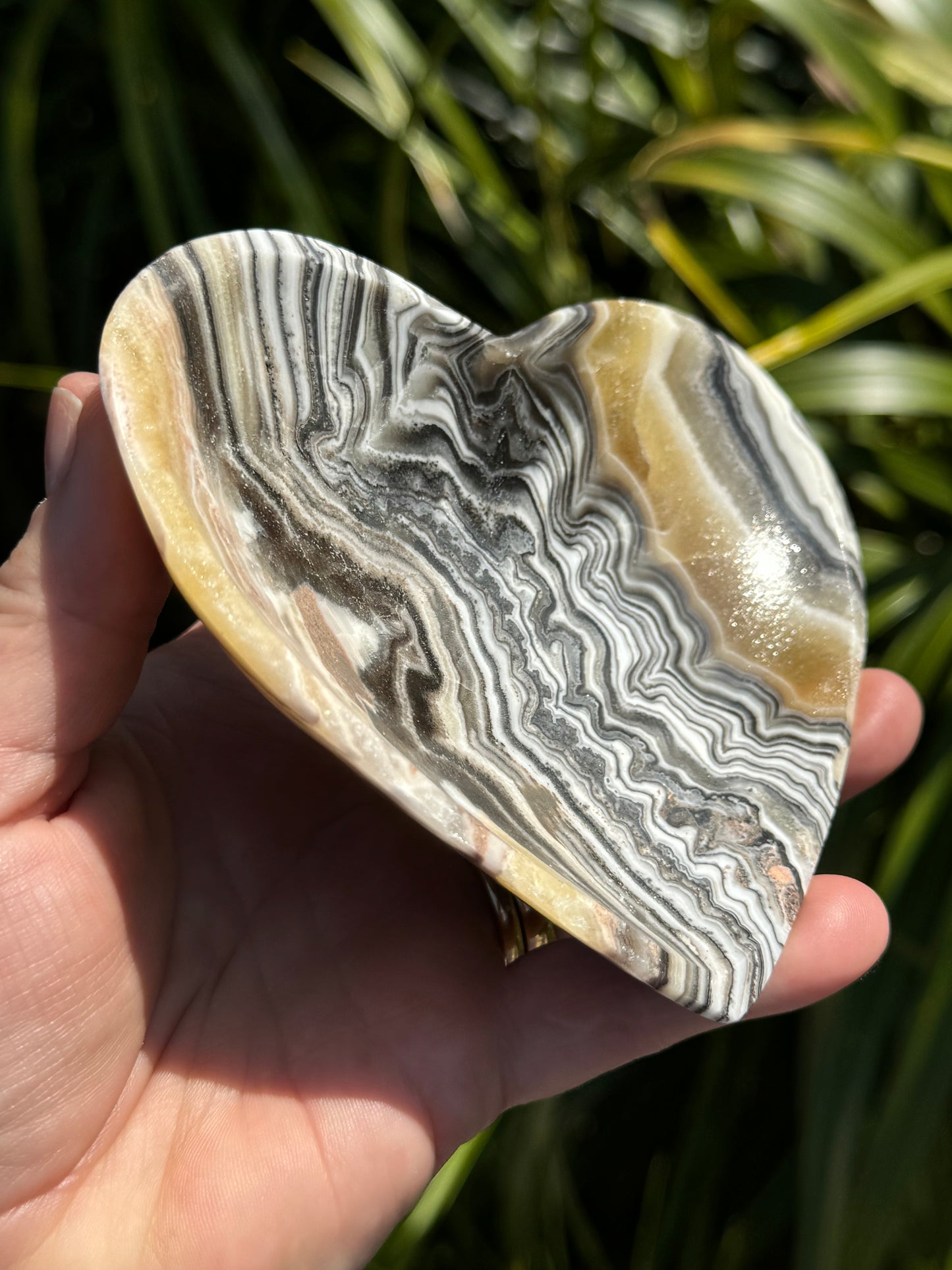 Zebra Calcite Heart Bowl E