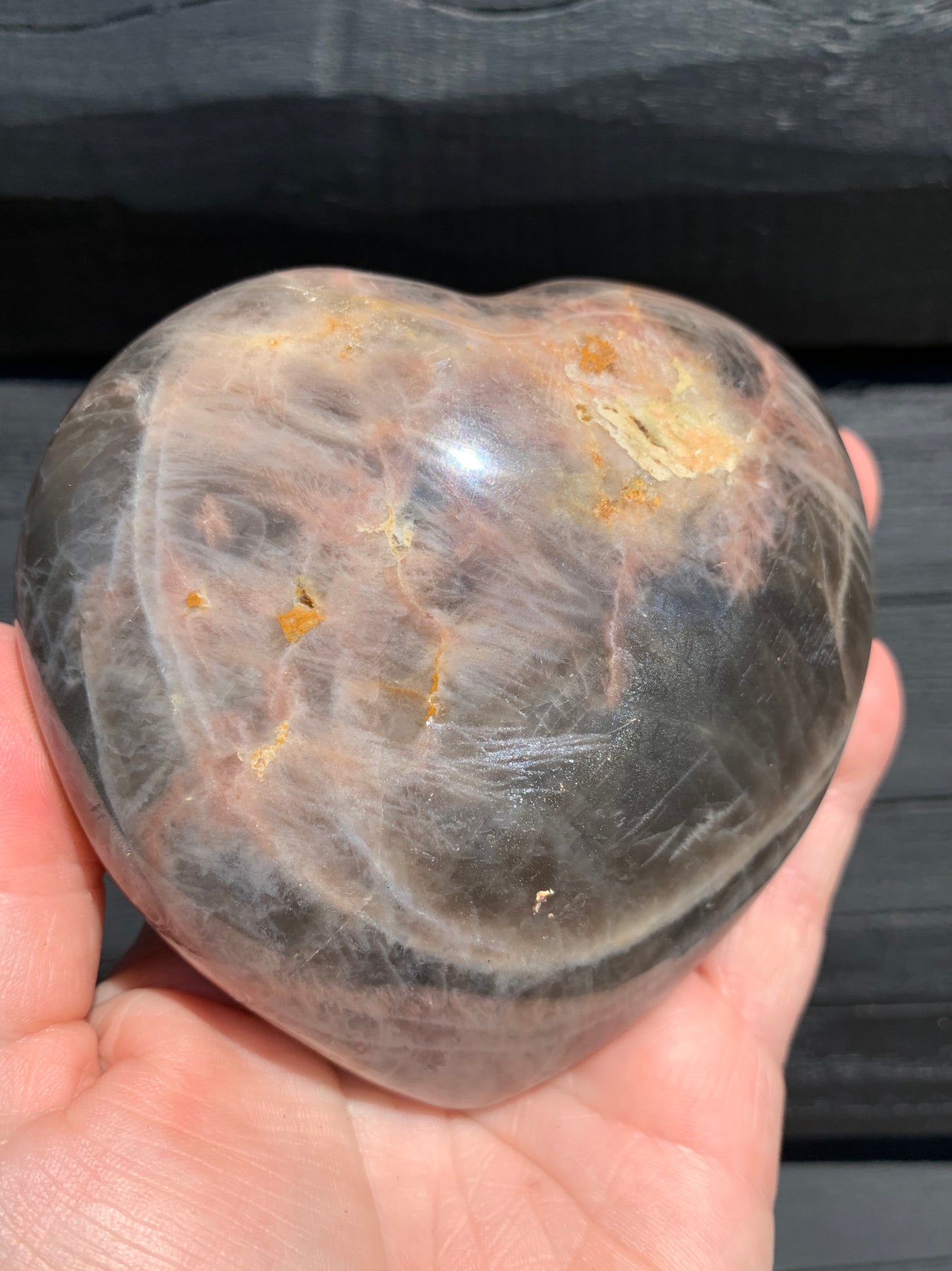 Black Moonstone Heart