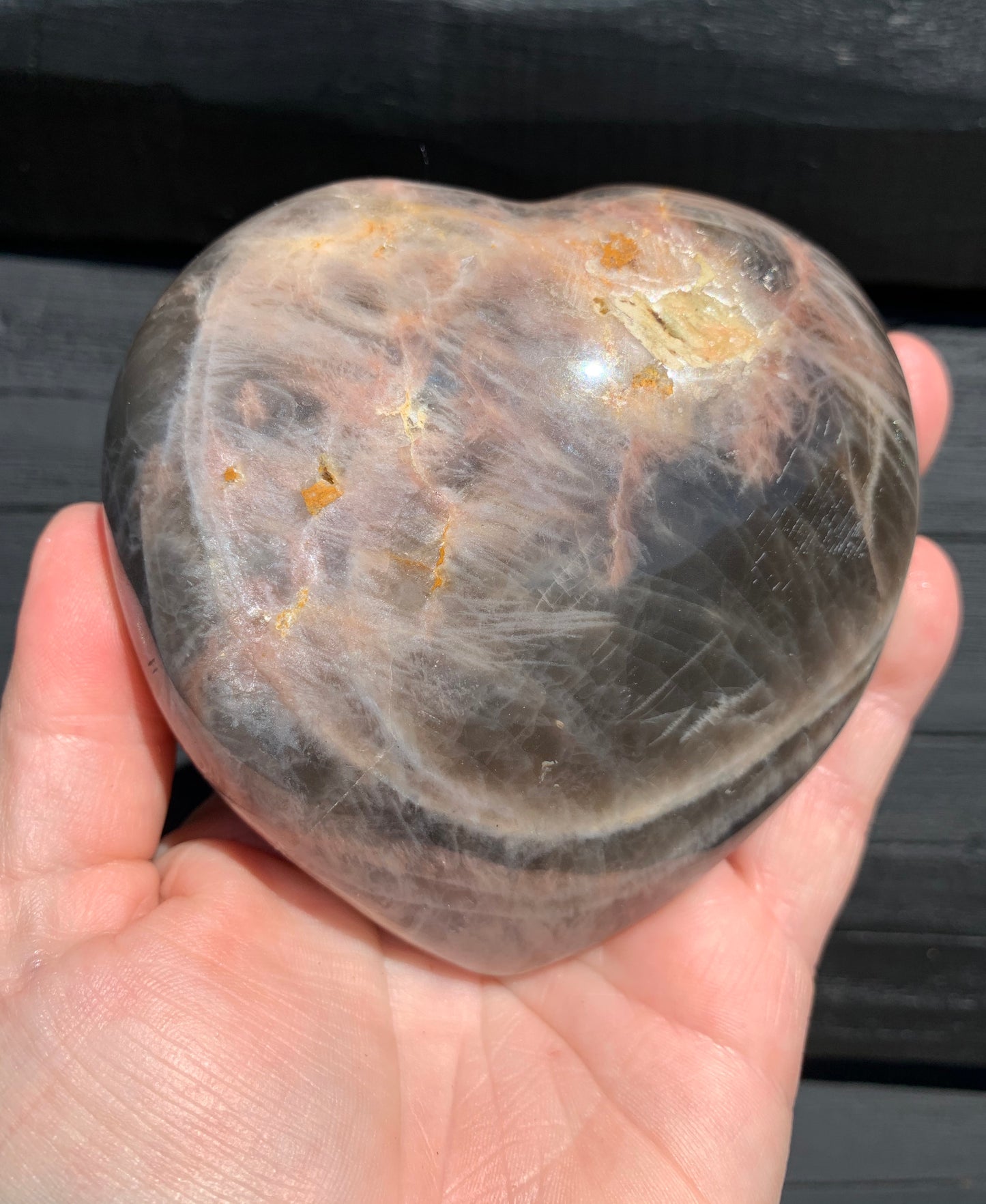 Black Moonstone Heart