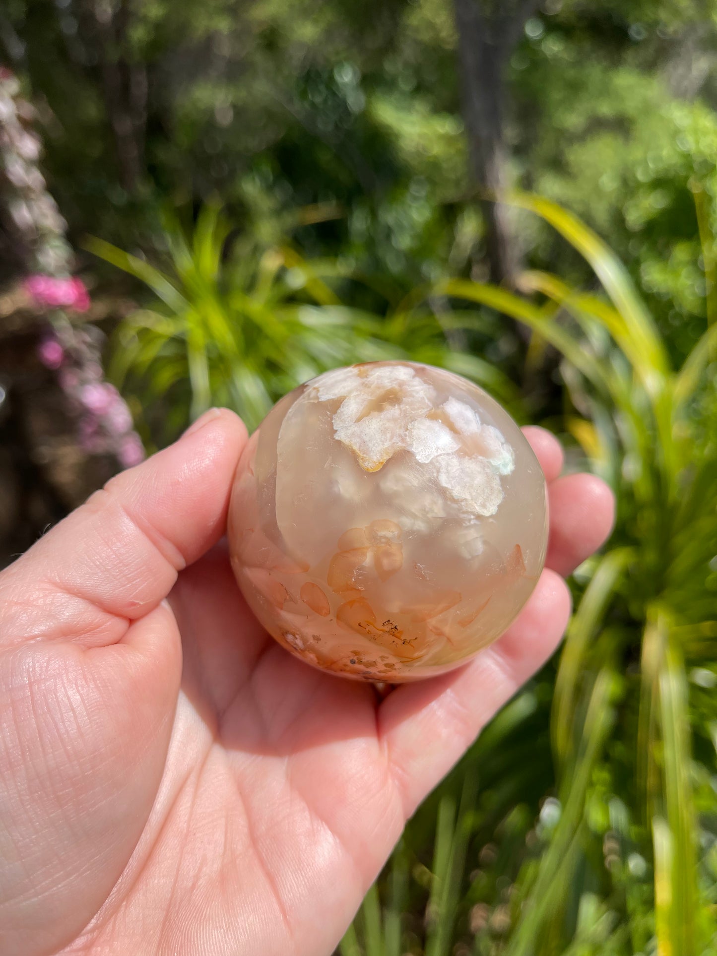 Cherry Blossom/Flower Agate Carnelian mix Sphere