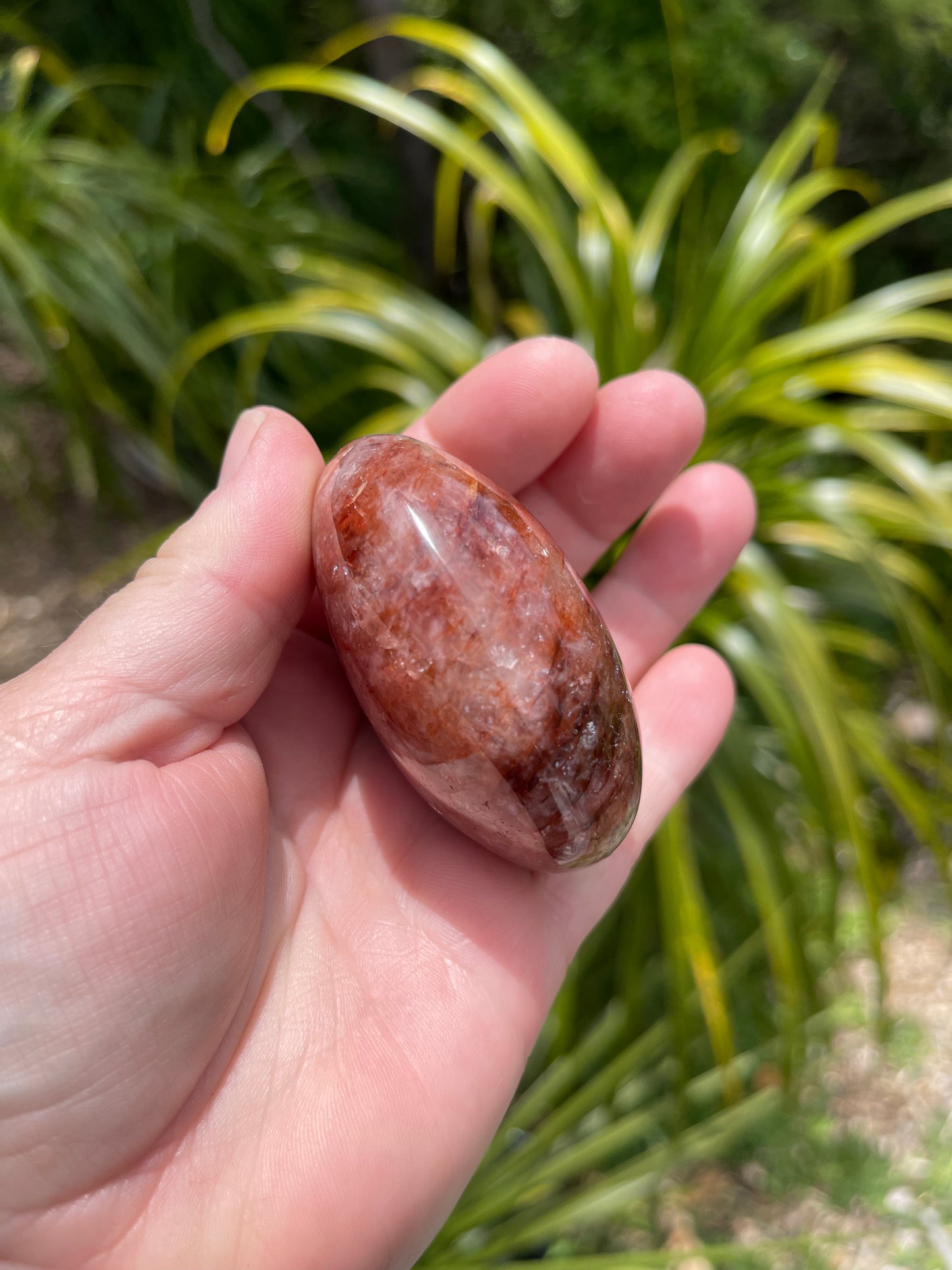 Red Hematoid Quartz or Fire Quartz Palm Stone