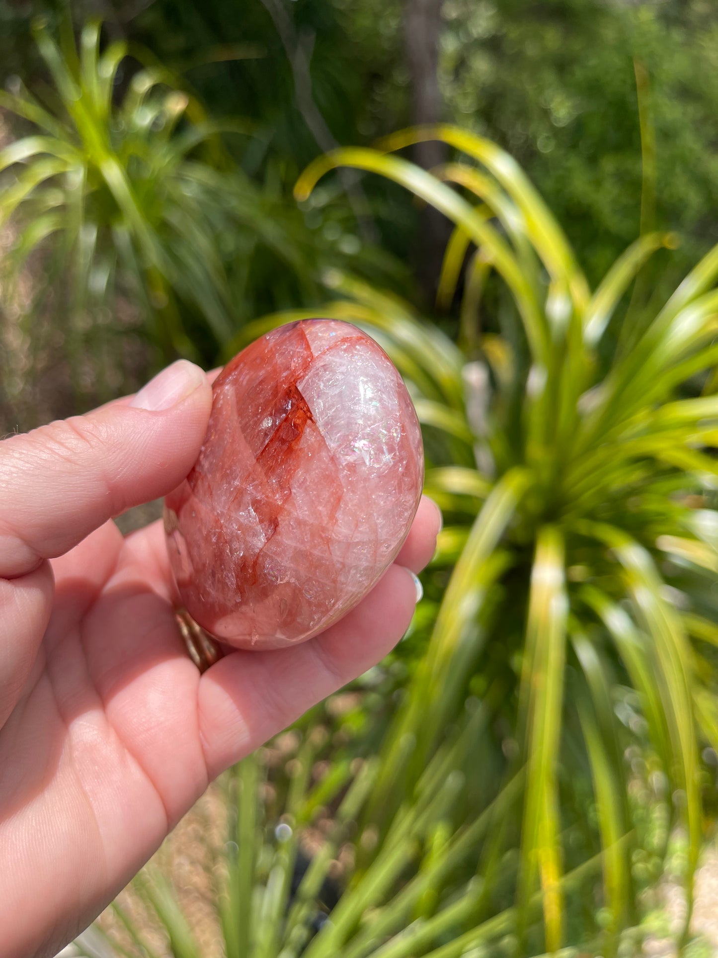 Red Hematoid Quartz or Fire Quartz Palm Stone