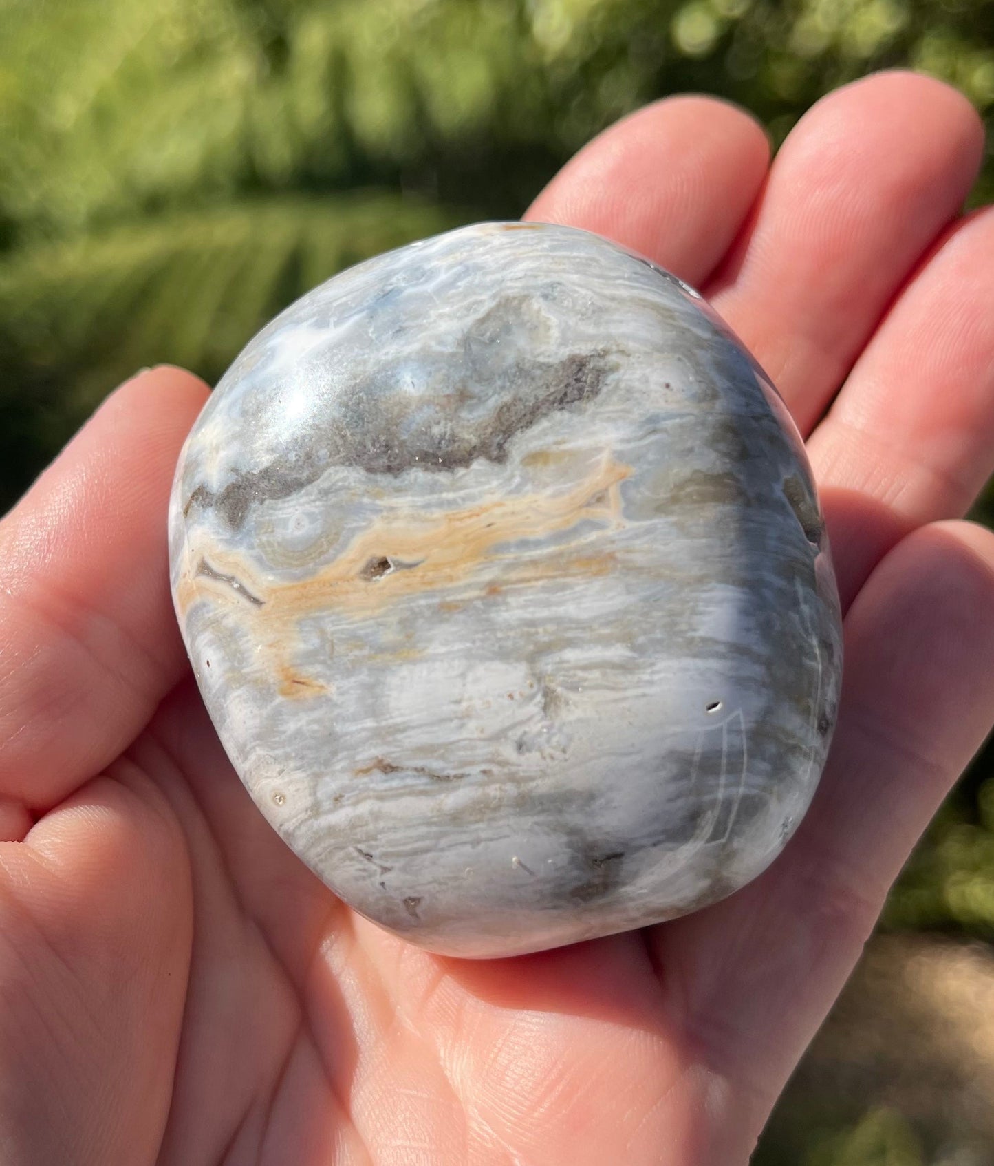 Orbicular Ocean Jasper Palm Stone