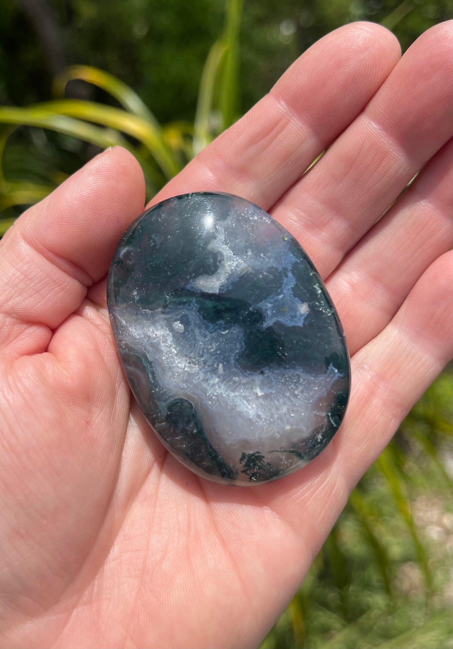 Moss Agate Palm Stone