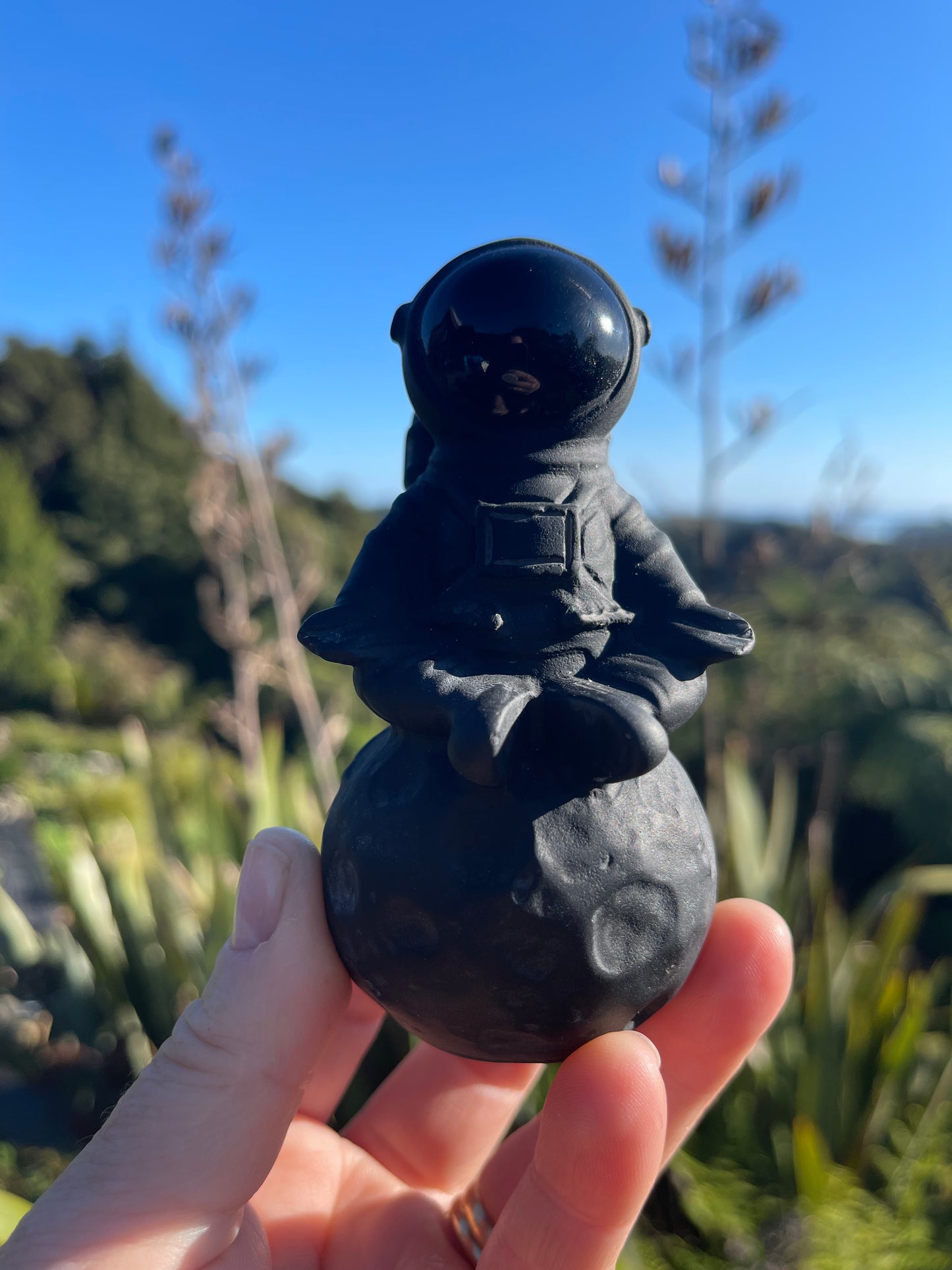 Obsidian Meditating Astronaut on the Moon