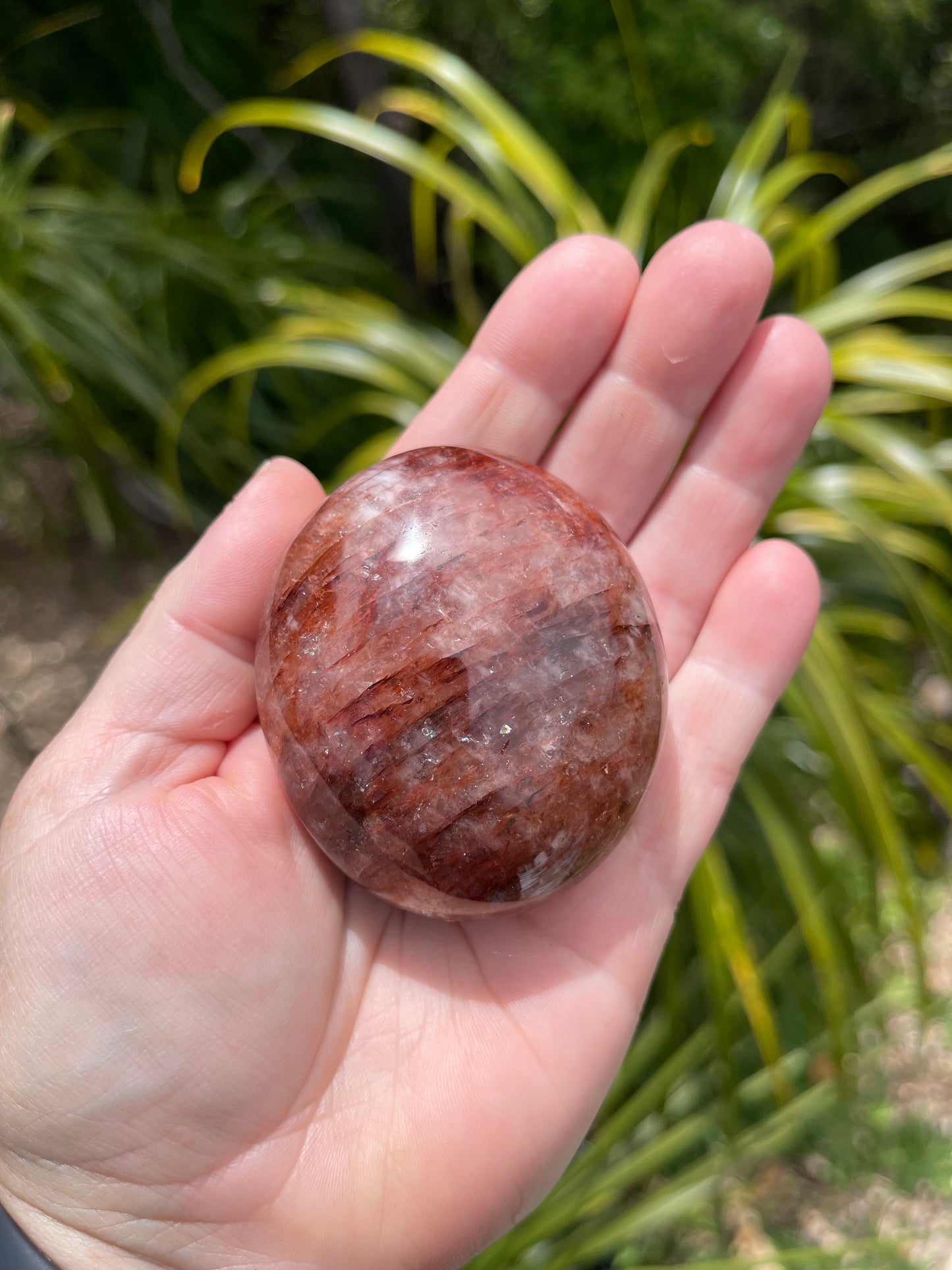 Red Hematoid Quartz or Fire Quartz Palm Stone