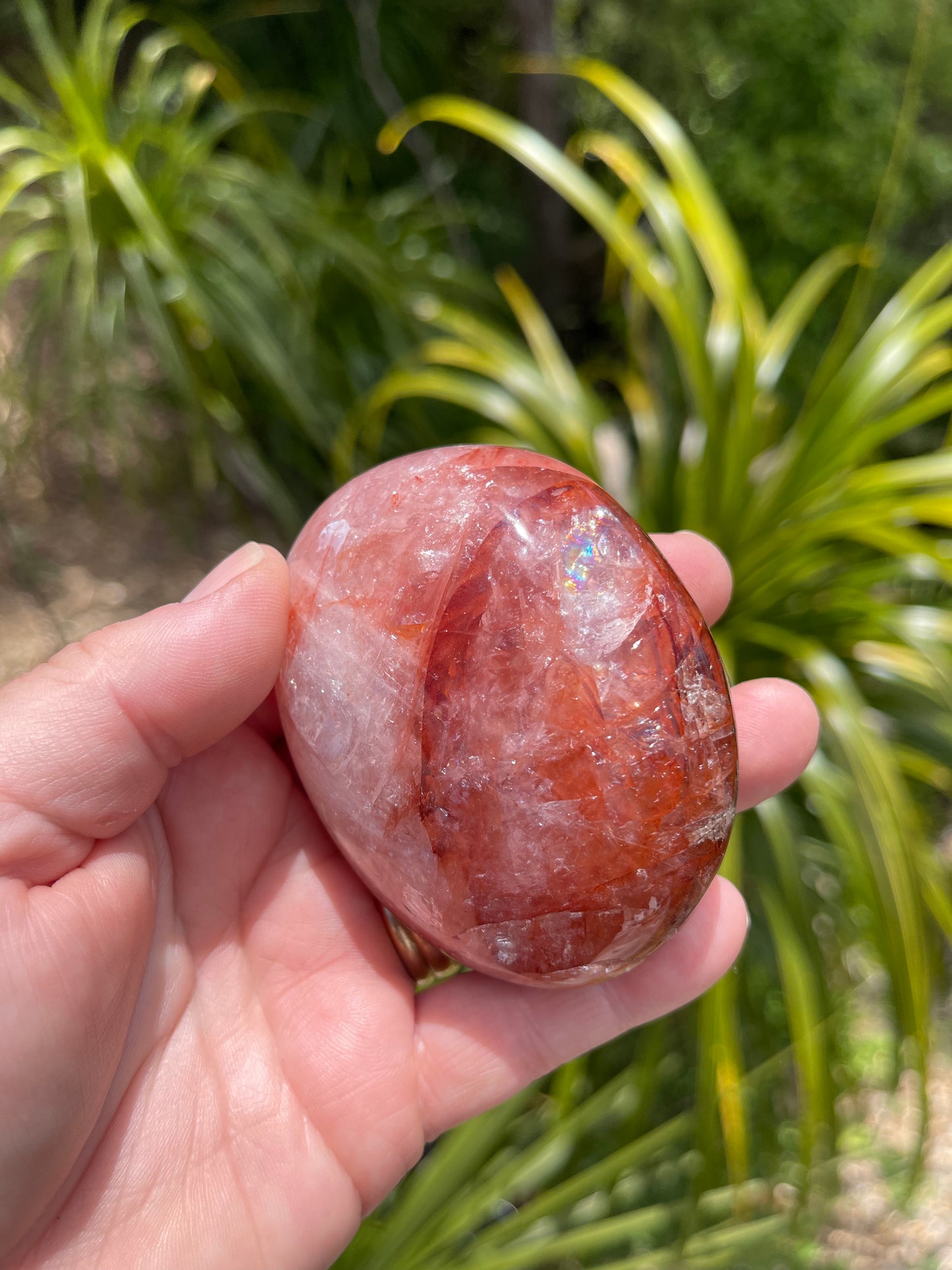 Red Hematoid Quartz or Fire Quartz Palm Stone