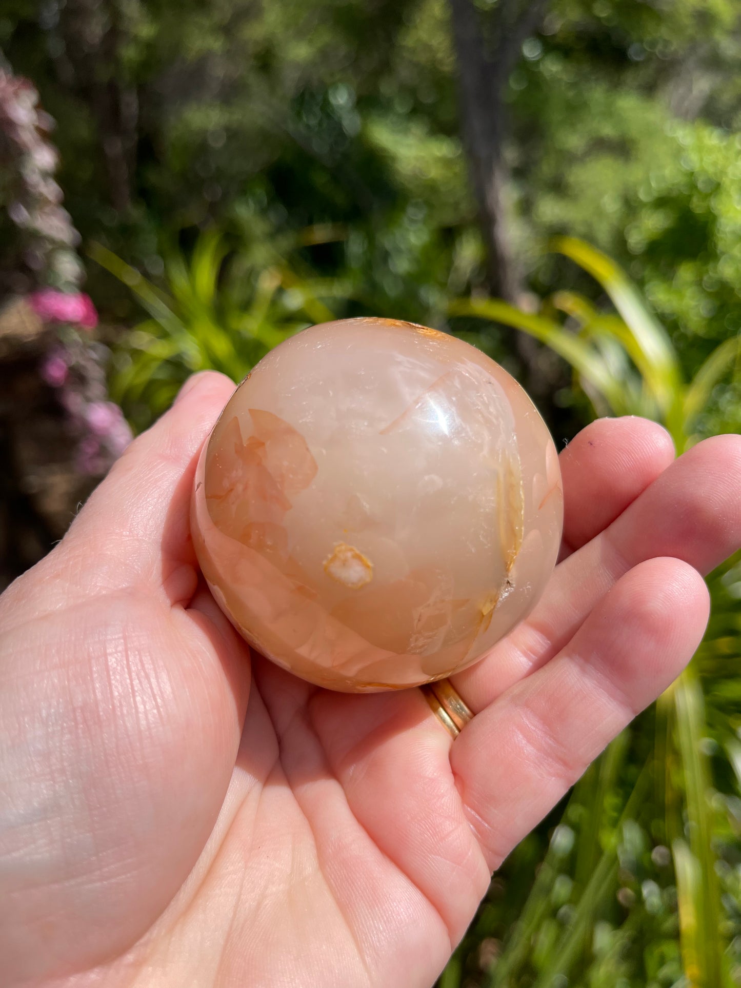 Cherry Blossom/Flower Agate Carnelian mix Sphere