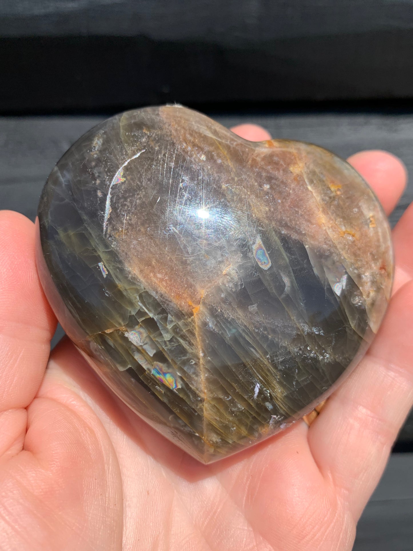 Black Moonstone Heart