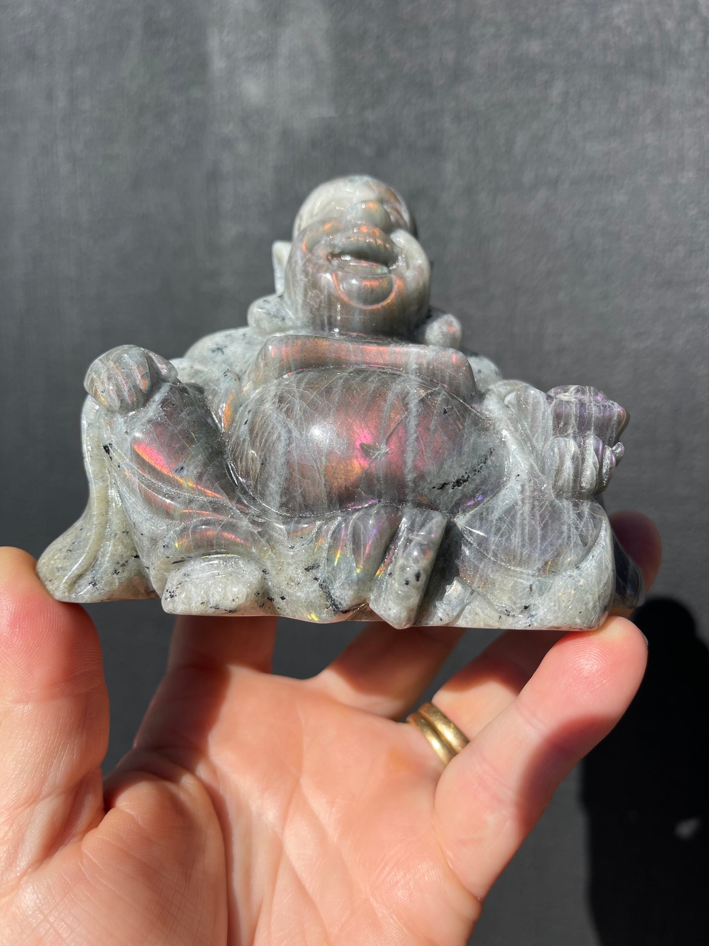 Purple/Sunset Labradorite Laughing Buddha