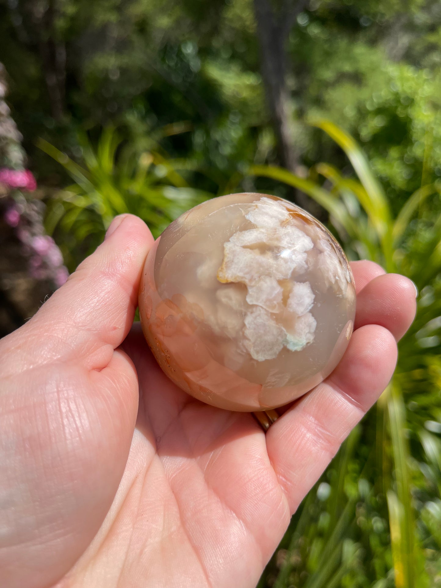 Cherry Blossom/Flower Agate Carnelian mix Sphere