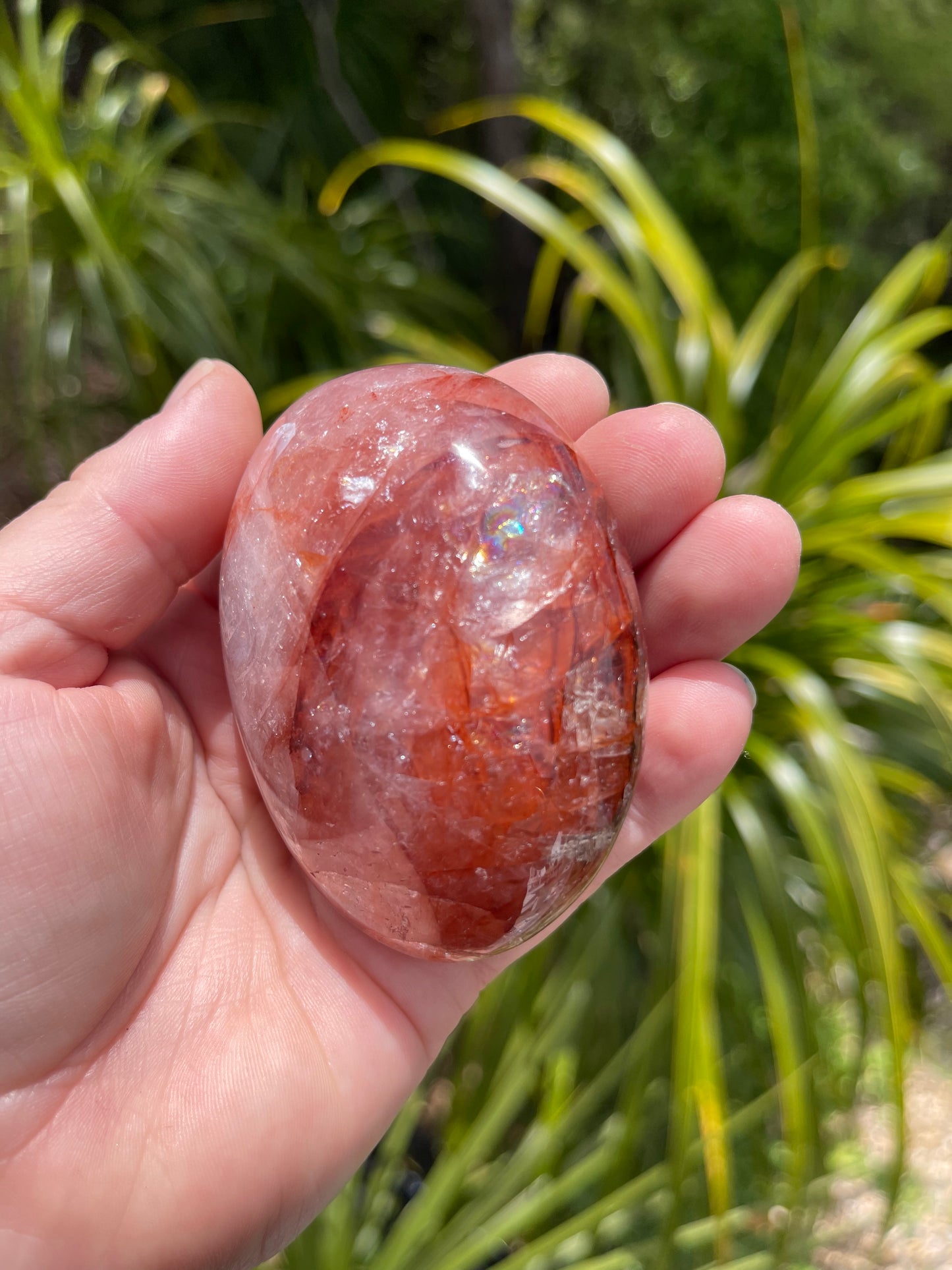 Red Hematoid Quartz or Fire Quartz Palm Stone