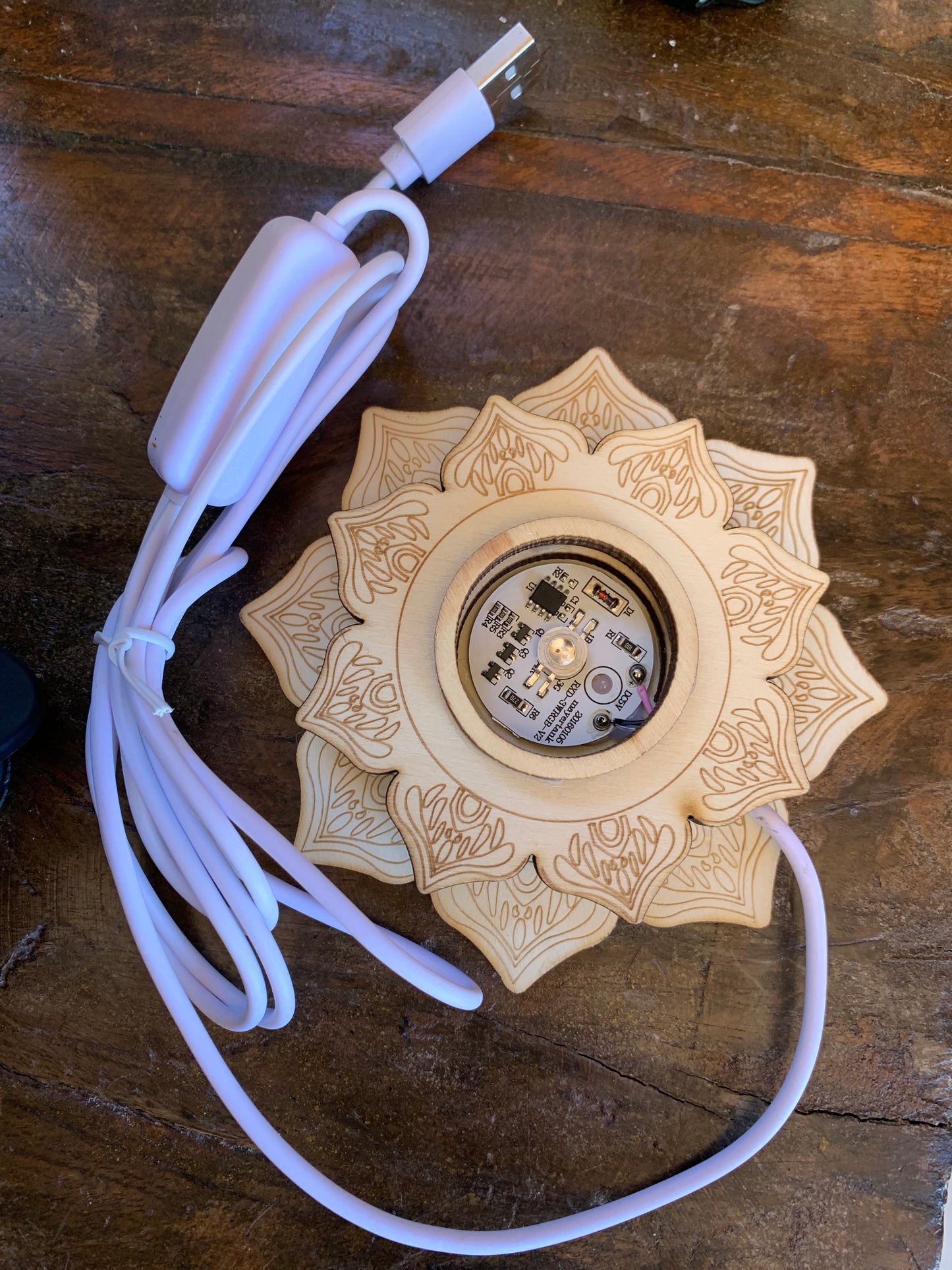 USB Light Base, Lotus Rainbow Colour Changing