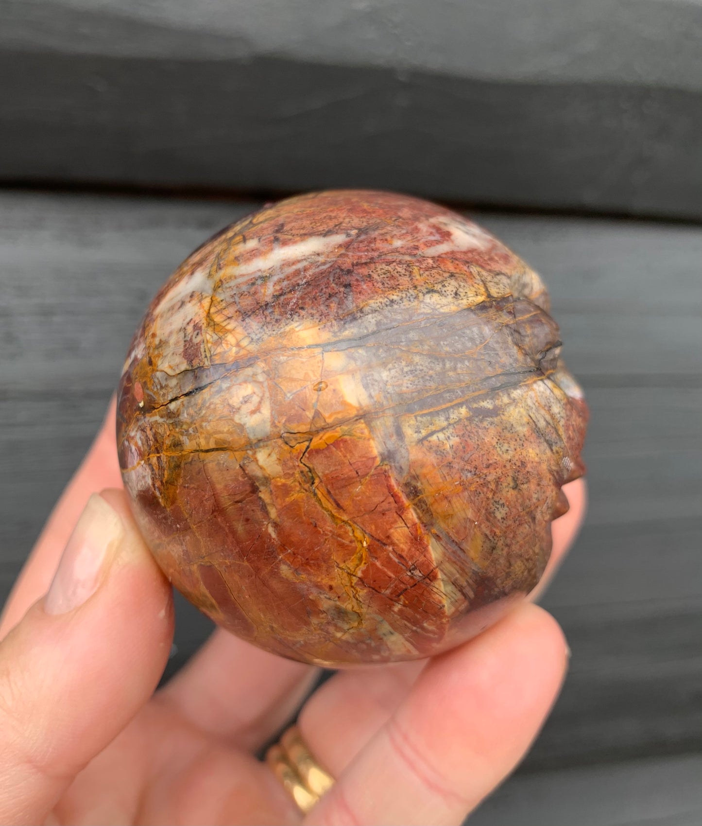 Cherry Creek Jasper Sphere, Happy Face