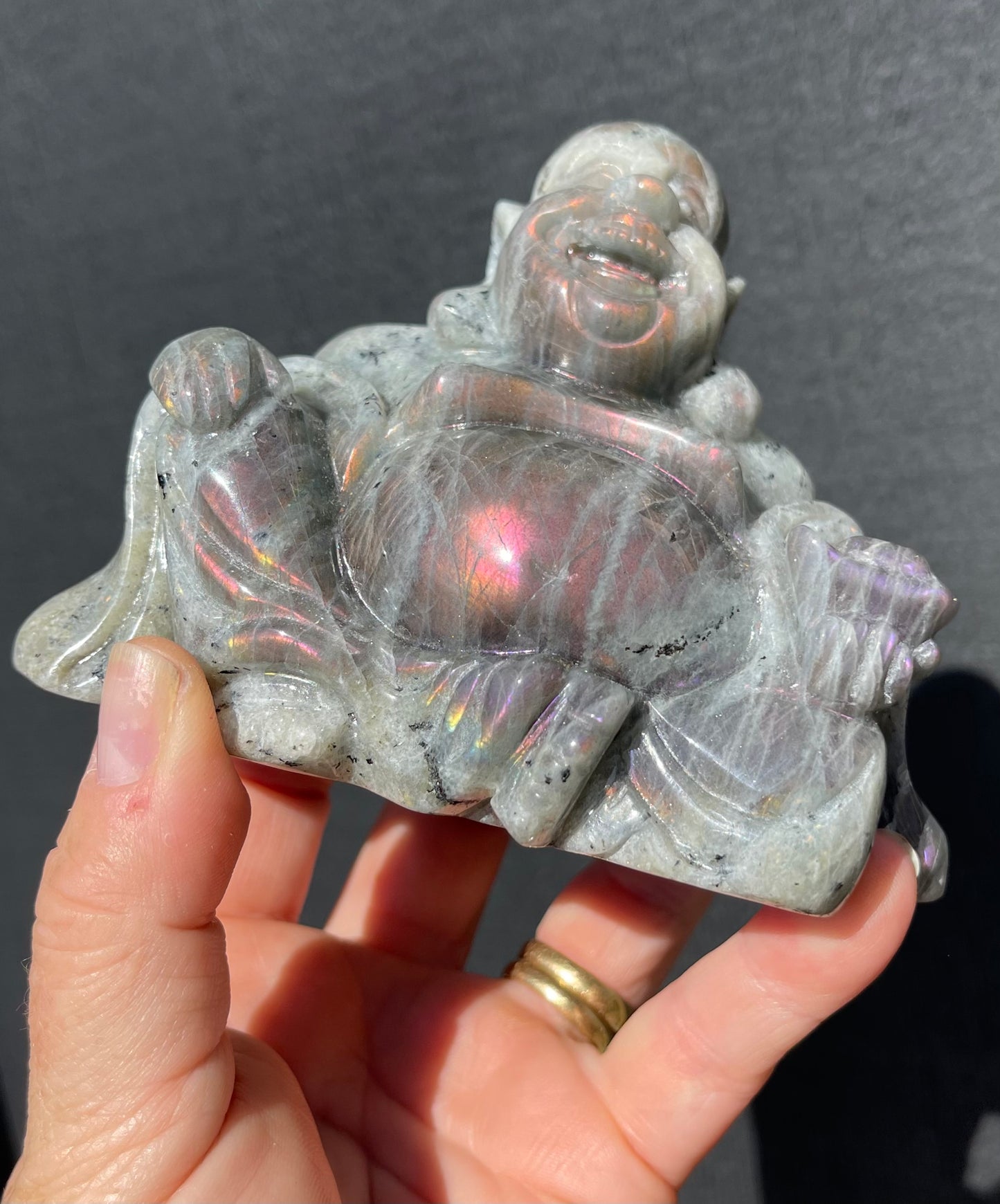 Purple/Sunset Labradorite Laughing Buddha